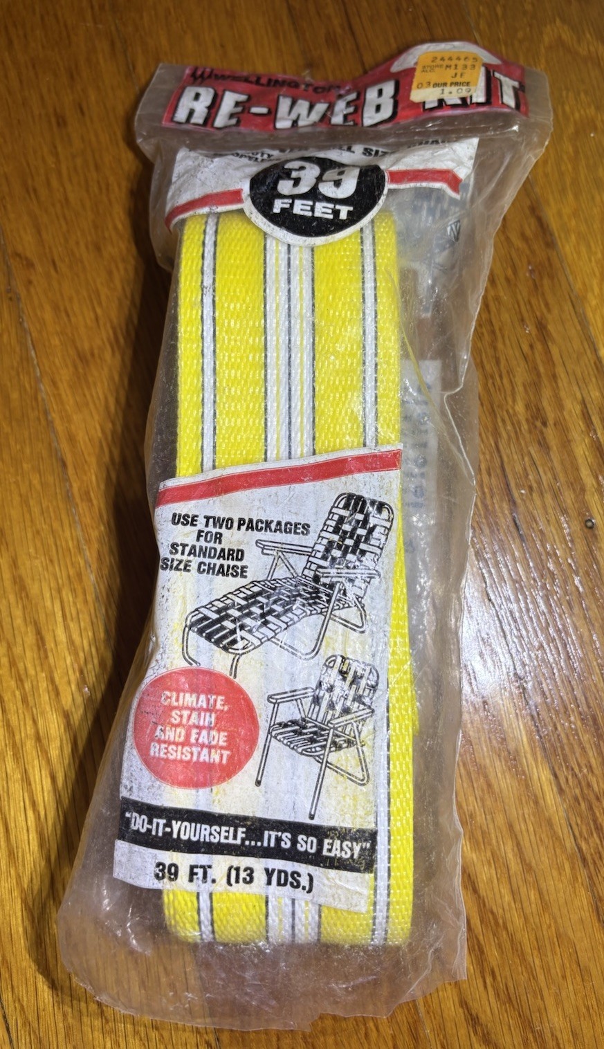 Wellington Lawn Chair Furniture Webbing Re-Web Kit 39 Feet Yellow White Stripe