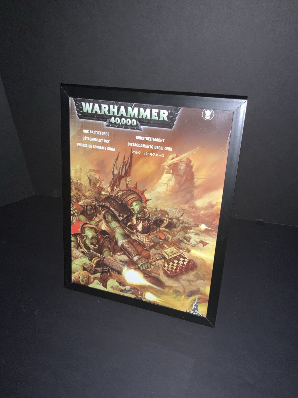 Framed OOP Ork Battleforce Warhammer 40K Box Art Hobby / Game Room Decor
