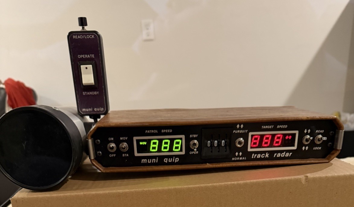 Vintage Doppler Muni Quip MDR-2 Police Radar Dash Unit,  Antenna, Tribar Remote