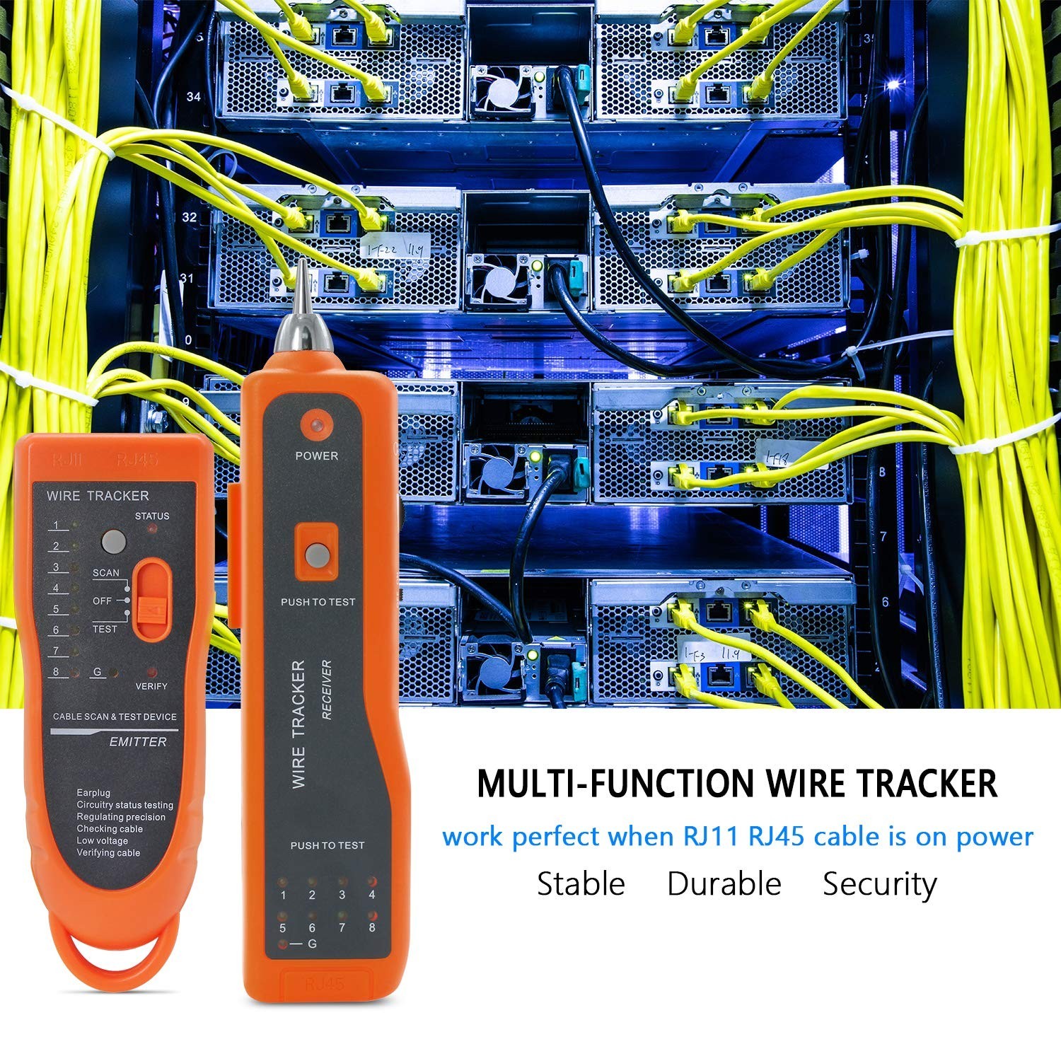 Versatile Wire Tracker for Ethernet LAN RJ45 RJ11 with Earphone & Voltage