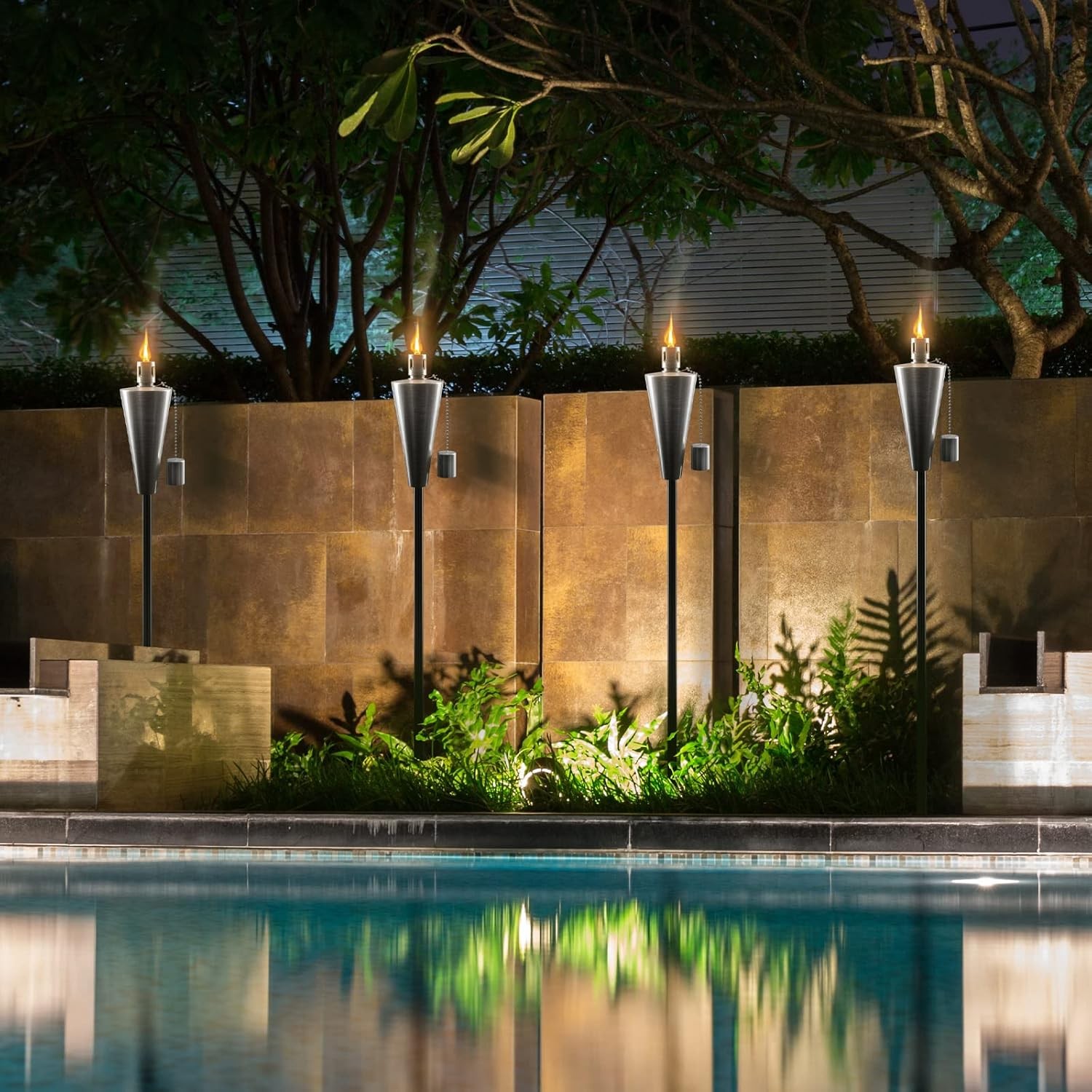 Stainless Steel Torches Outside Outdoor Torches Patio Garden & Yard Lights 5 ft