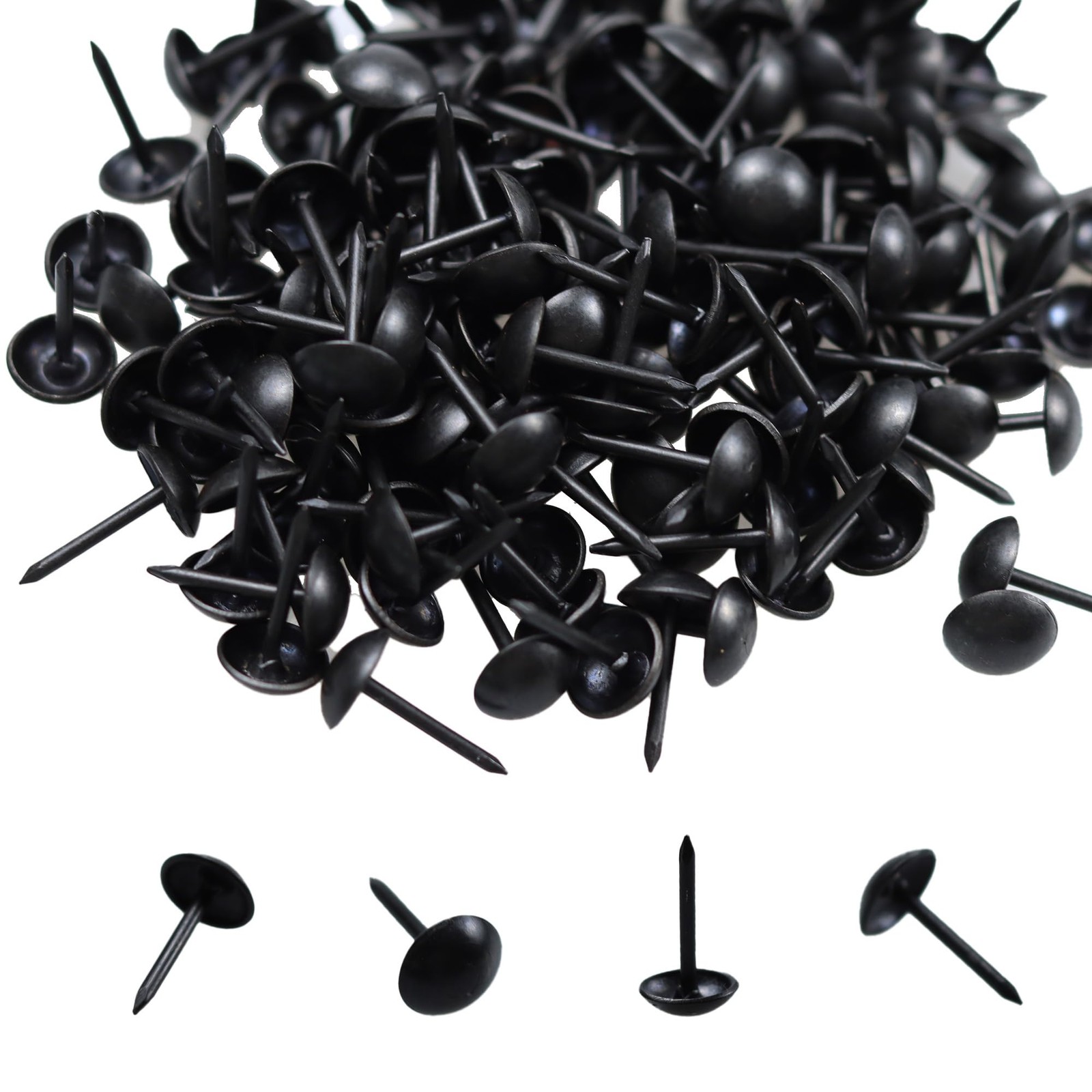 Runseaway 200PCS 2/7" Upholstery Tacks, Decorative Round Head 7×13mm, Black