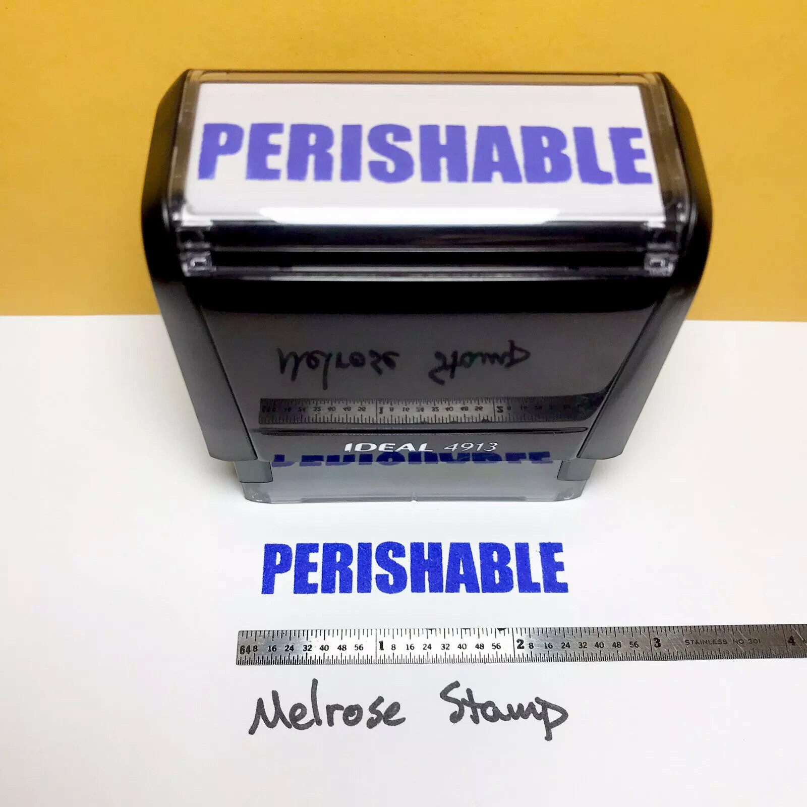 Perishable Rubber Stamp Blue Ink Self Inking Ideal 4913