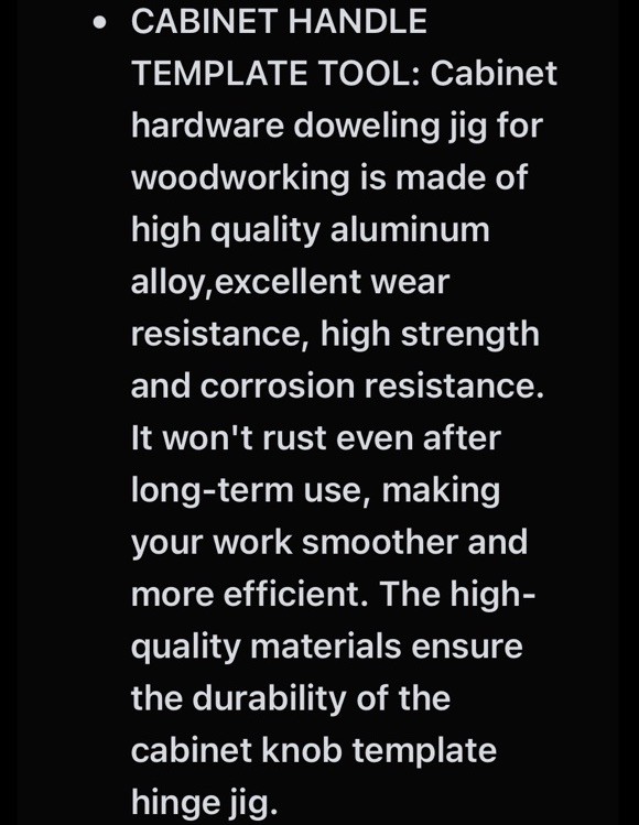 Cabinet Hardware Handle Jig, Adjustable Cabinet Hole Drilling Template Tool