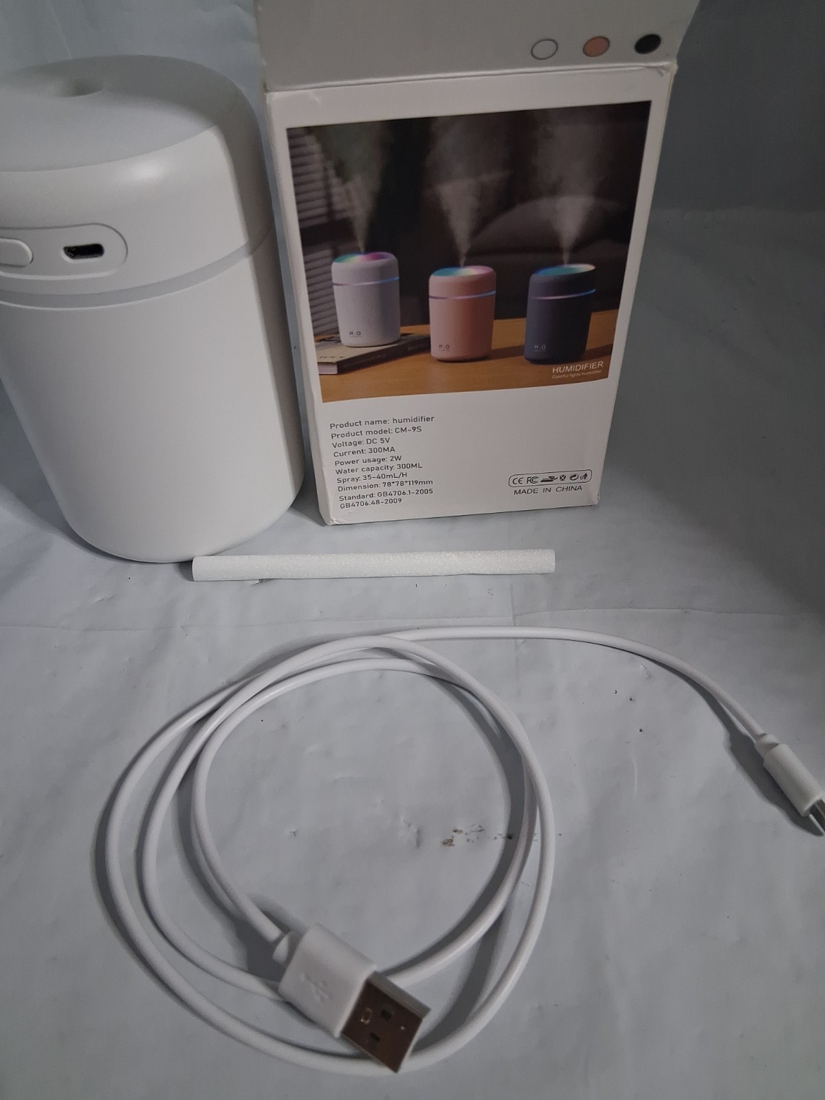 USB Colorful Humidifier Ultrasonic Humidifier CM-9S White