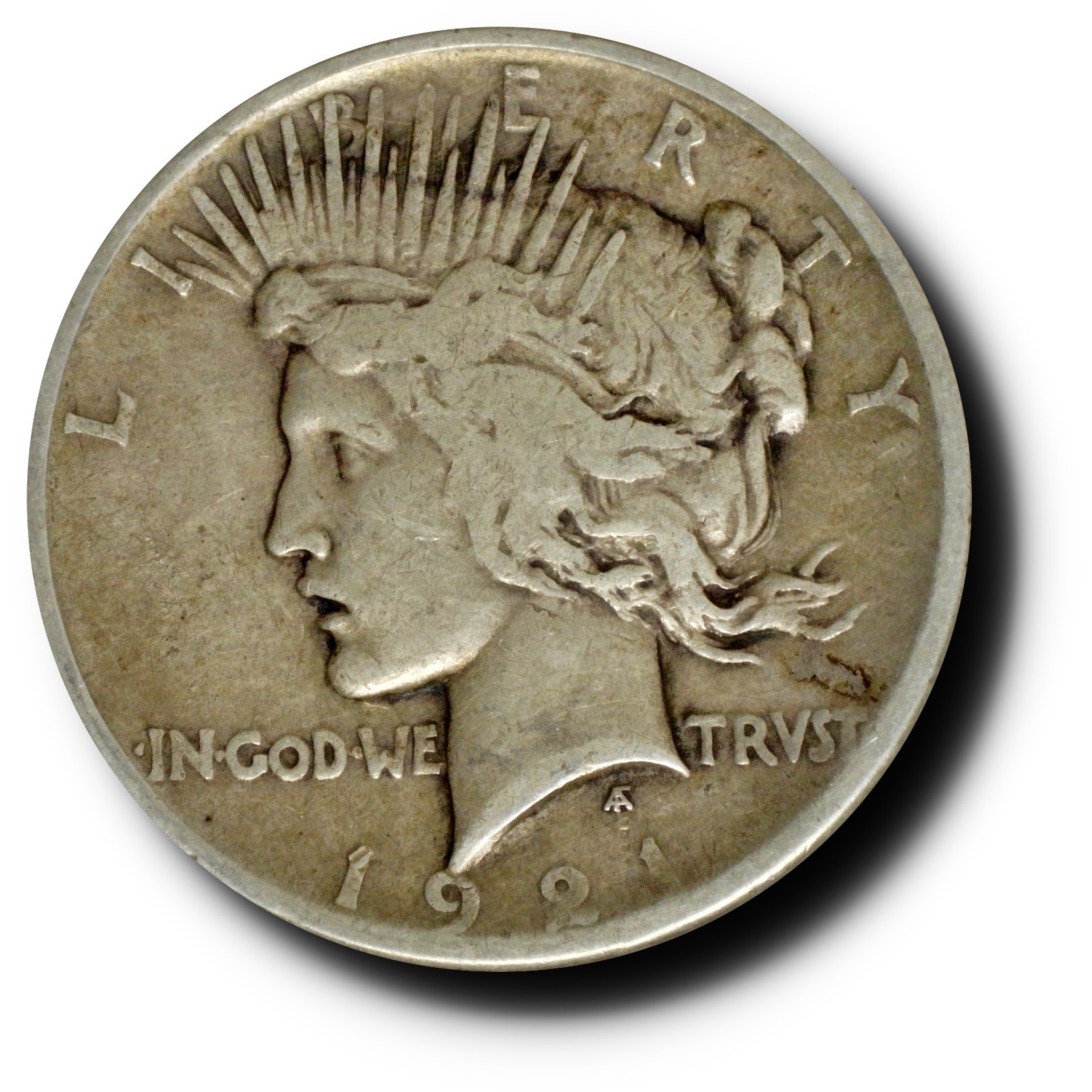 1921 High Relief Peace Silver Dollar S$1 VG+