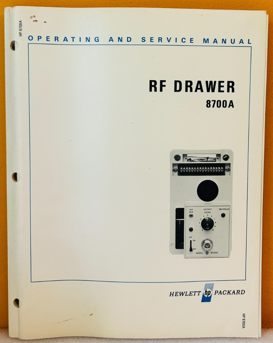 HP Agilent 08700-90007 RF Drawer 8700A Operating Information Service Manual.