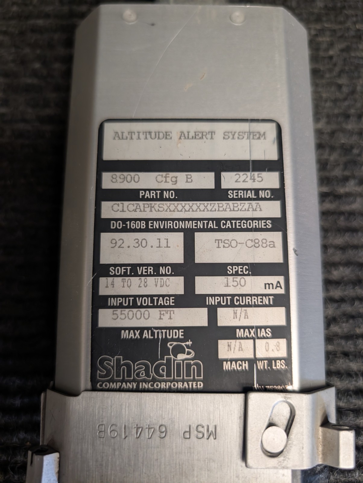 Shadin Altitude Alert System 8900-CFG-B