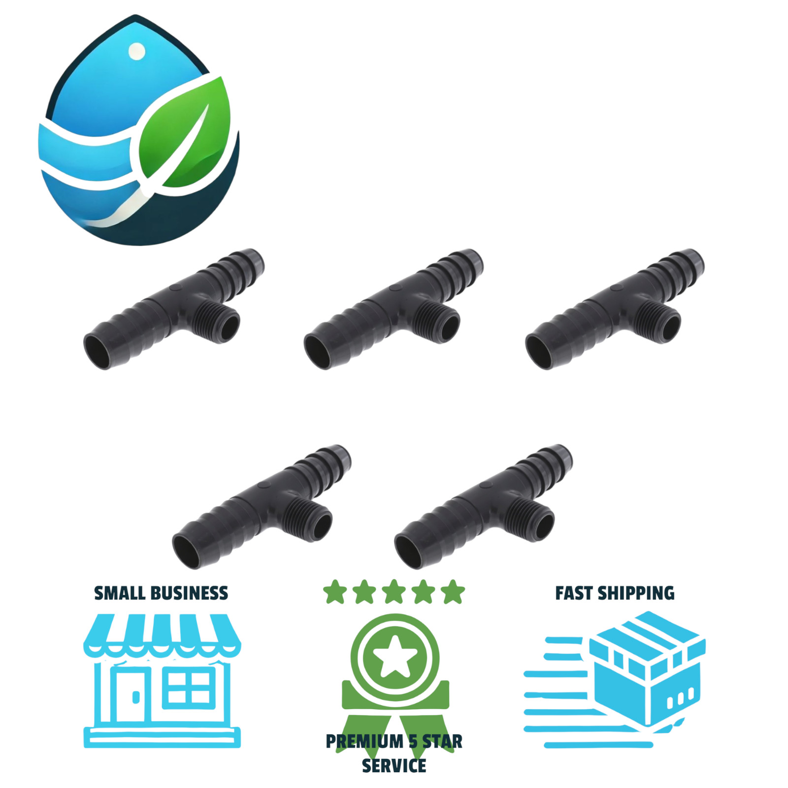 5 1403-130 1″x1"x1/2" PVC Barbed Reducing Tee Insert x Insert x MIPT Fittings