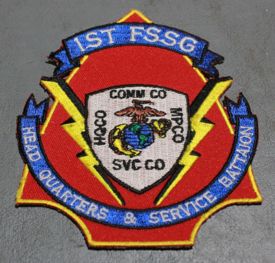 MARINE CORPS 1ST FSSG FIELD SERVICES SUPPORT EMBROIDERED PATCH 4" x 3 1/4"