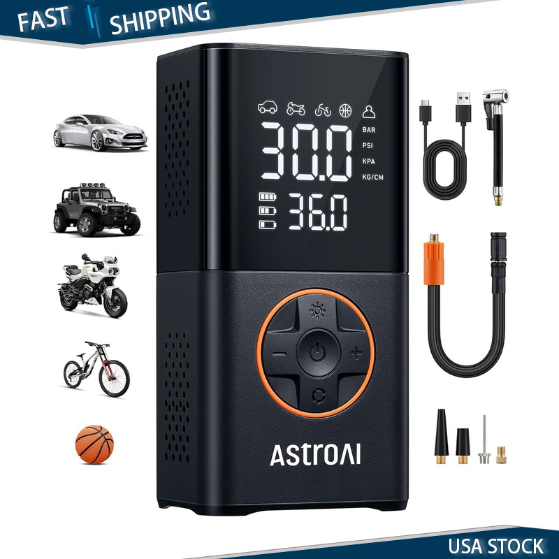 Portable Air Compressor Tire Inflator, 150 PSI Cordless Car Bike Motorcycle Ball