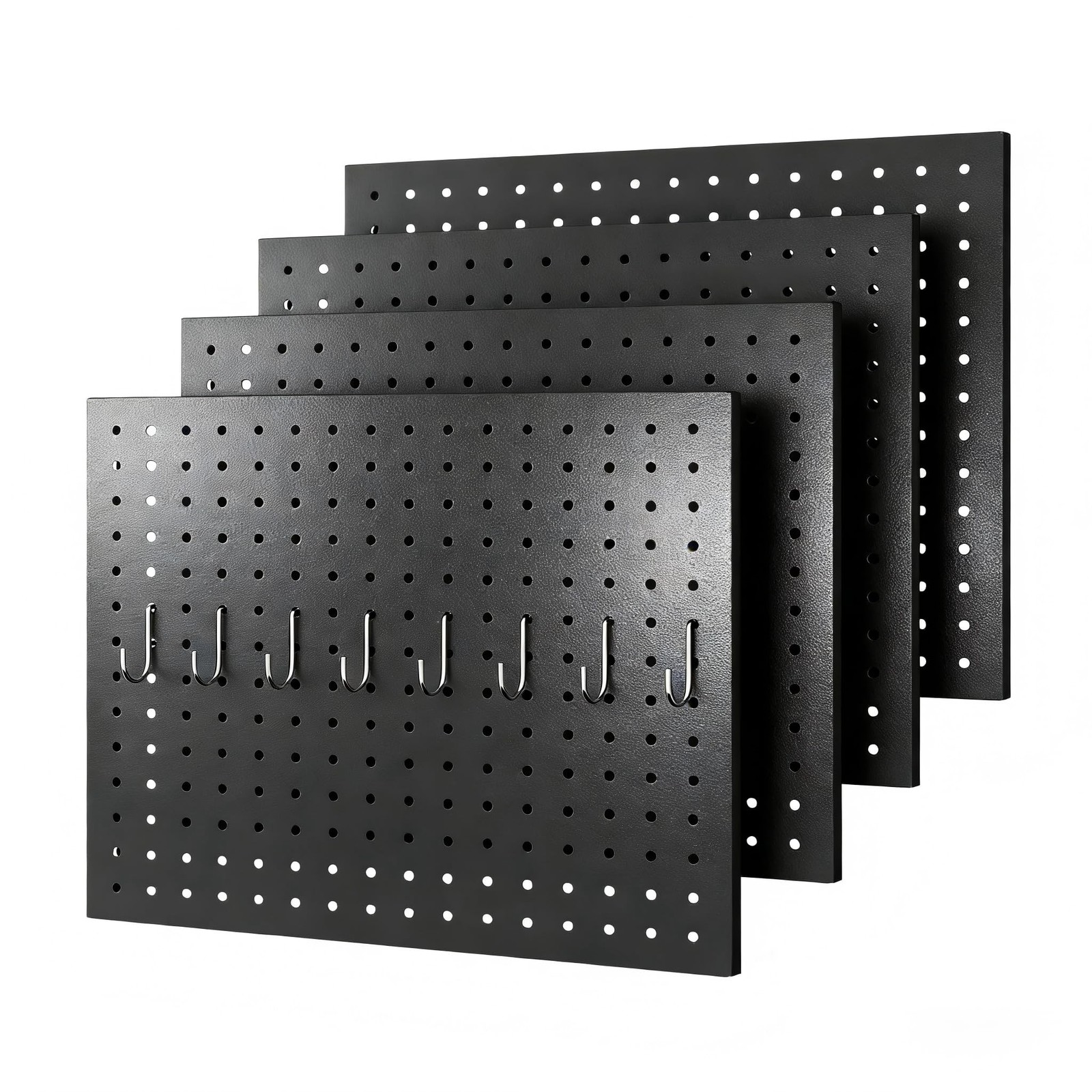 Metal Pegboard,4 Pack Metal Pegboard Panels With 8 Hooks,Black Pegboard Wall ...