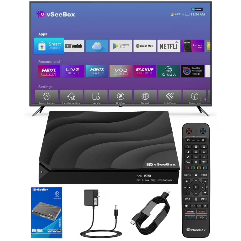 vSeeBox V6 Max Android Streaming Box – Authorized, Fast Same-Day Ship