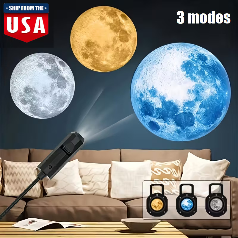 Galaxy Planet & Moon Projector Lamp LED 360° Rotating Night Light USB Powered US