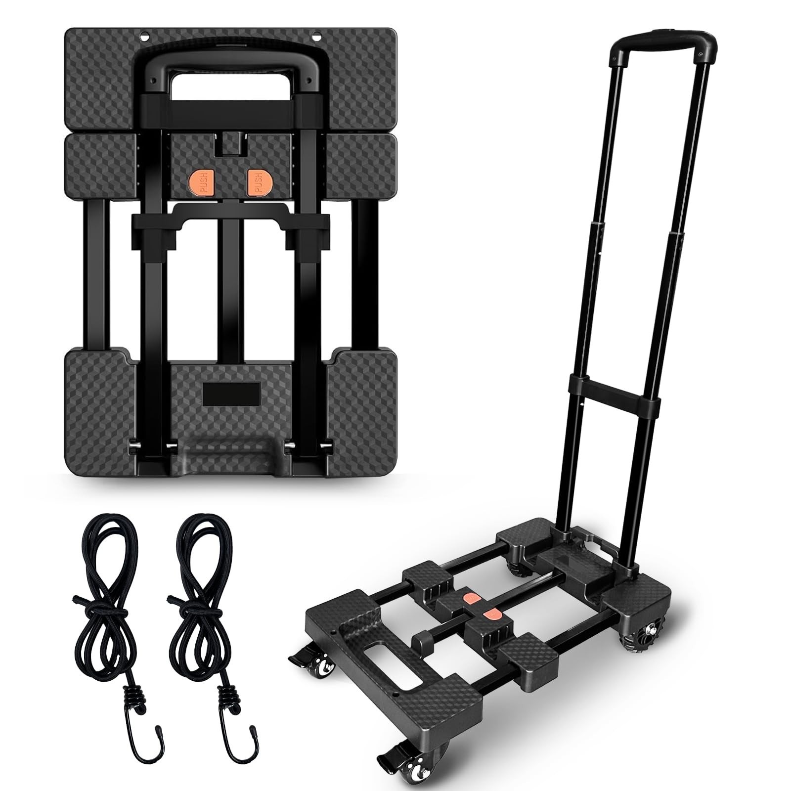 Folding Hand Truck,VDHU Heavy Duty Luggage Cart 550lbs Load-Bearing with 4 Wh...