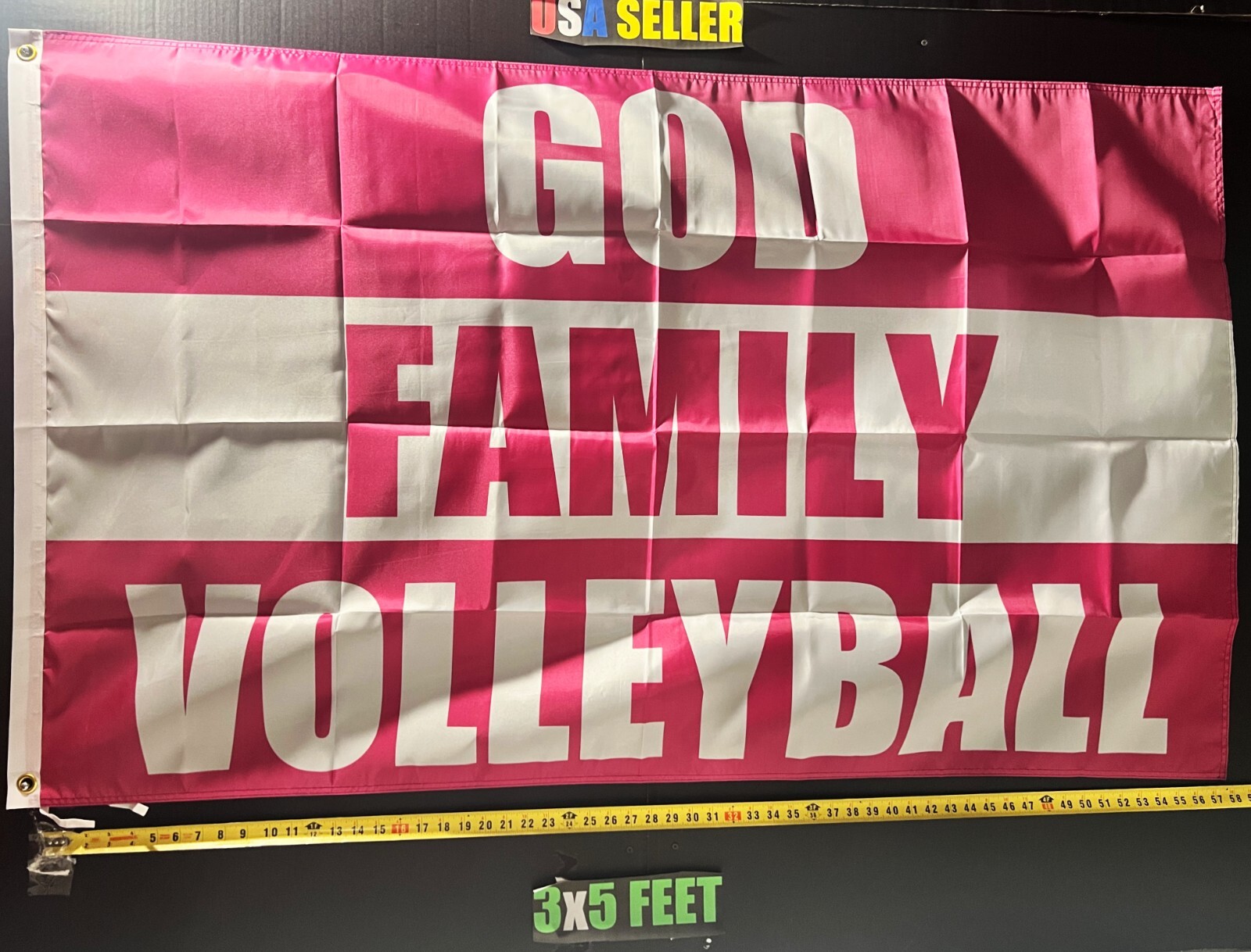 Jesus Flag FREE USA SHIP Volleyball Dorm Man Cave America Religion God Sign 3x5'