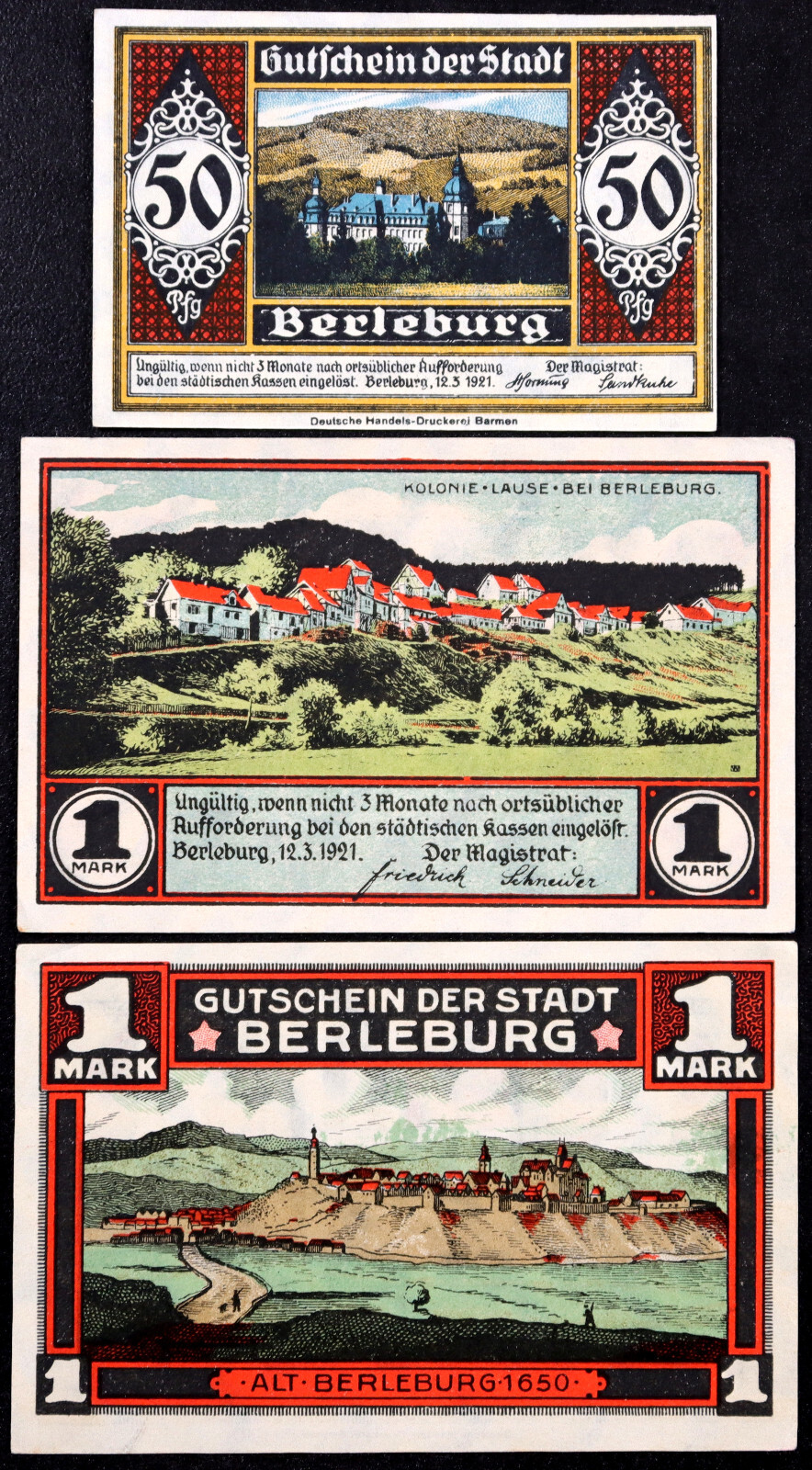 BERLEBURG 1921 "Hunting Grounds, Gypsy Colony" Complete Series German Notgeld