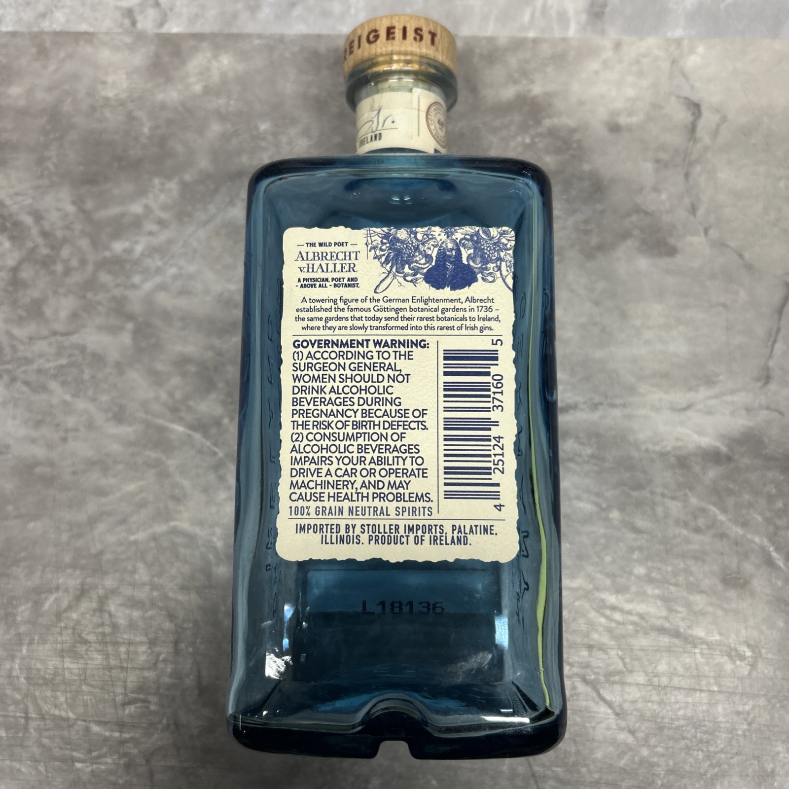 Wild Poet Freigeist Irish Gin Empty Bottle