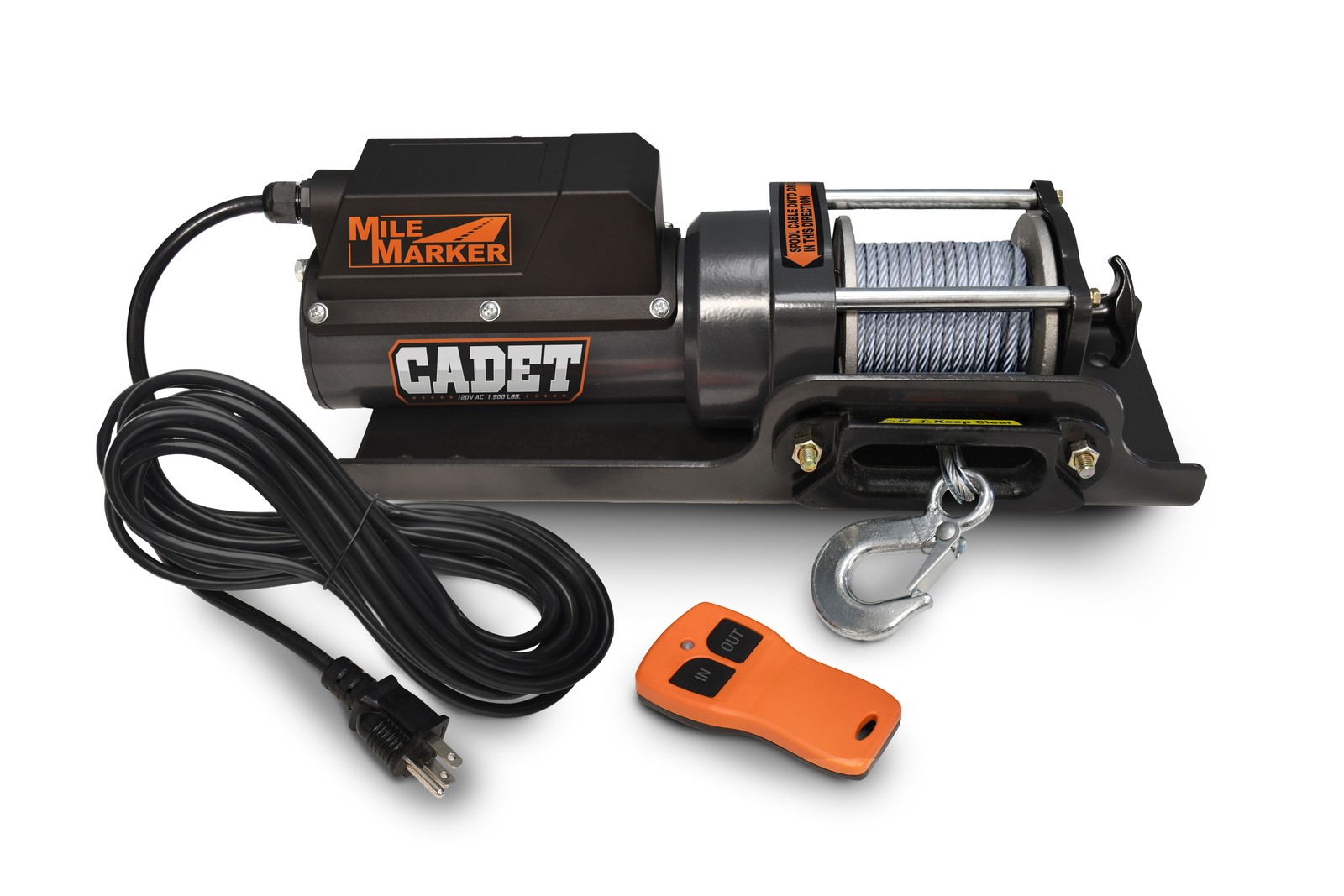 Mile Marker 7612015 Cadet 120V AC 1500lb Shop Winch w/Steel Cable