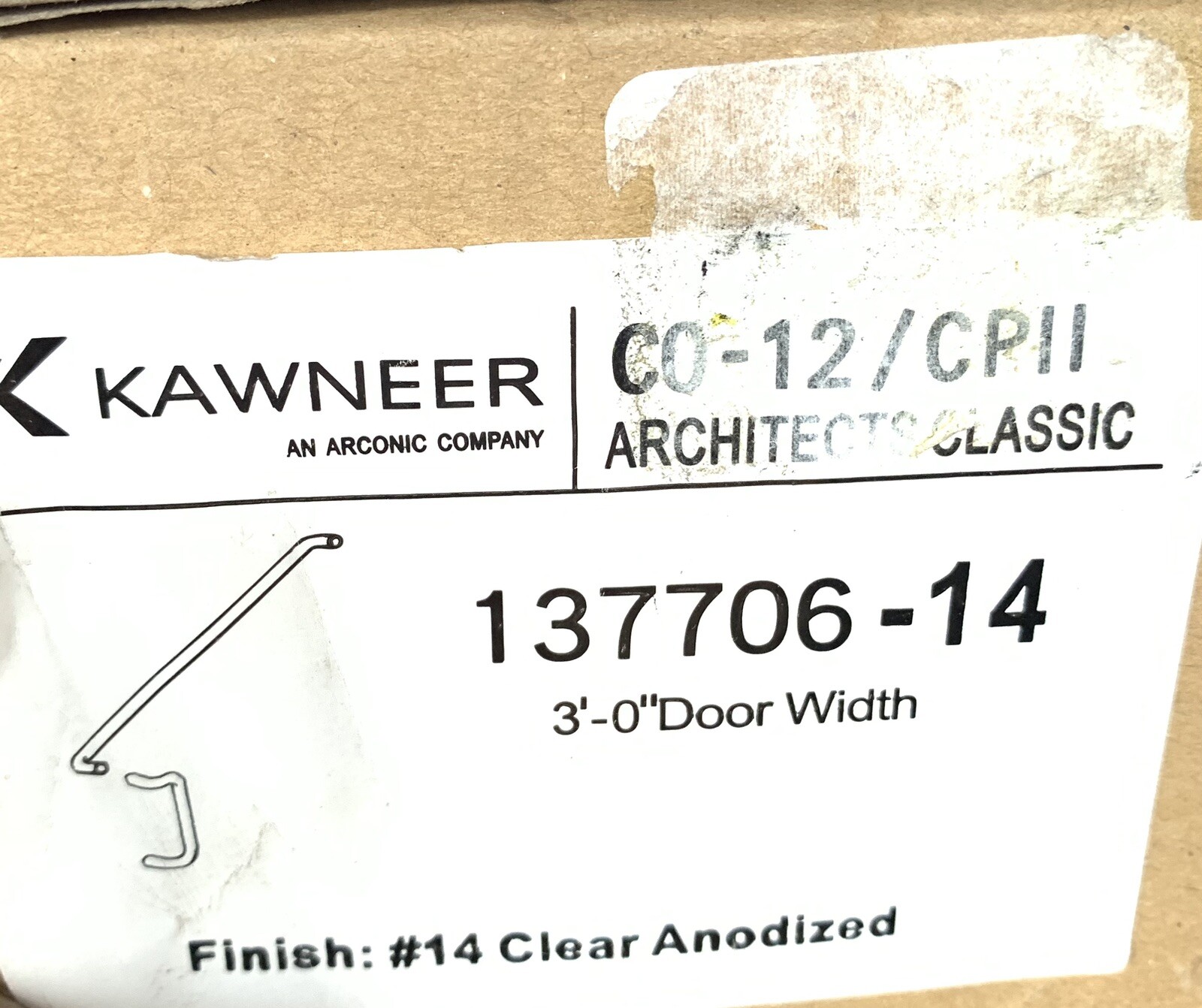 Kawneer C0-12/CP11 Architect Classic 3-0’ Door Push-Pull Clear Anodized Aluminum