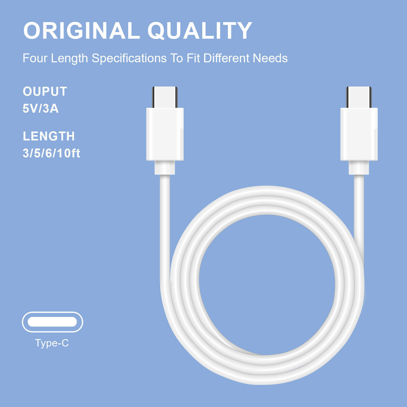 USB-C to USB C Type-C Fast Charging Data SYNC Charger Cable Cord 3/6/10FT lot