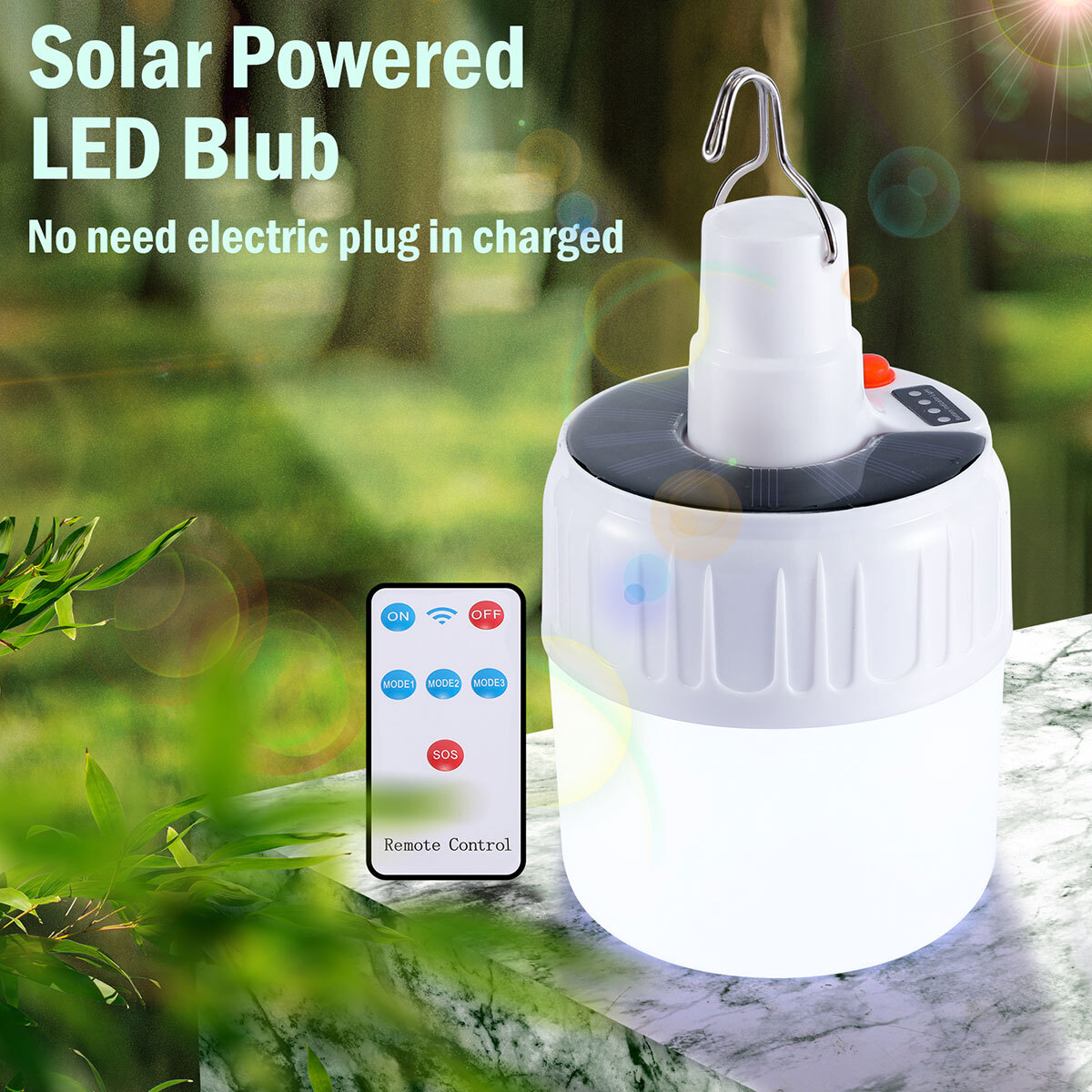 Bombillas Solares Recargable Focos Con Panel De Solar LED Luz Para Exteriores