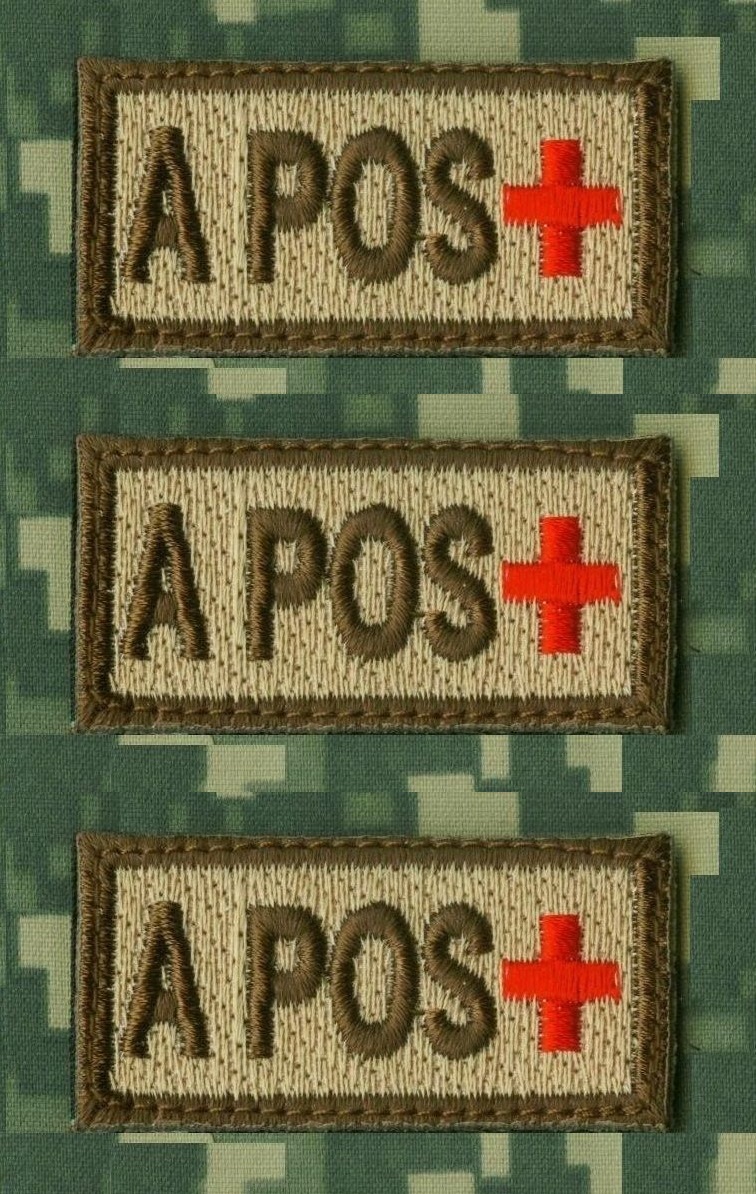 JSOC SFG GREEN BERETS ASA WARRIOR BLOOD-TYPE 1"X2" vêlkrö 3-TAB: A POS +