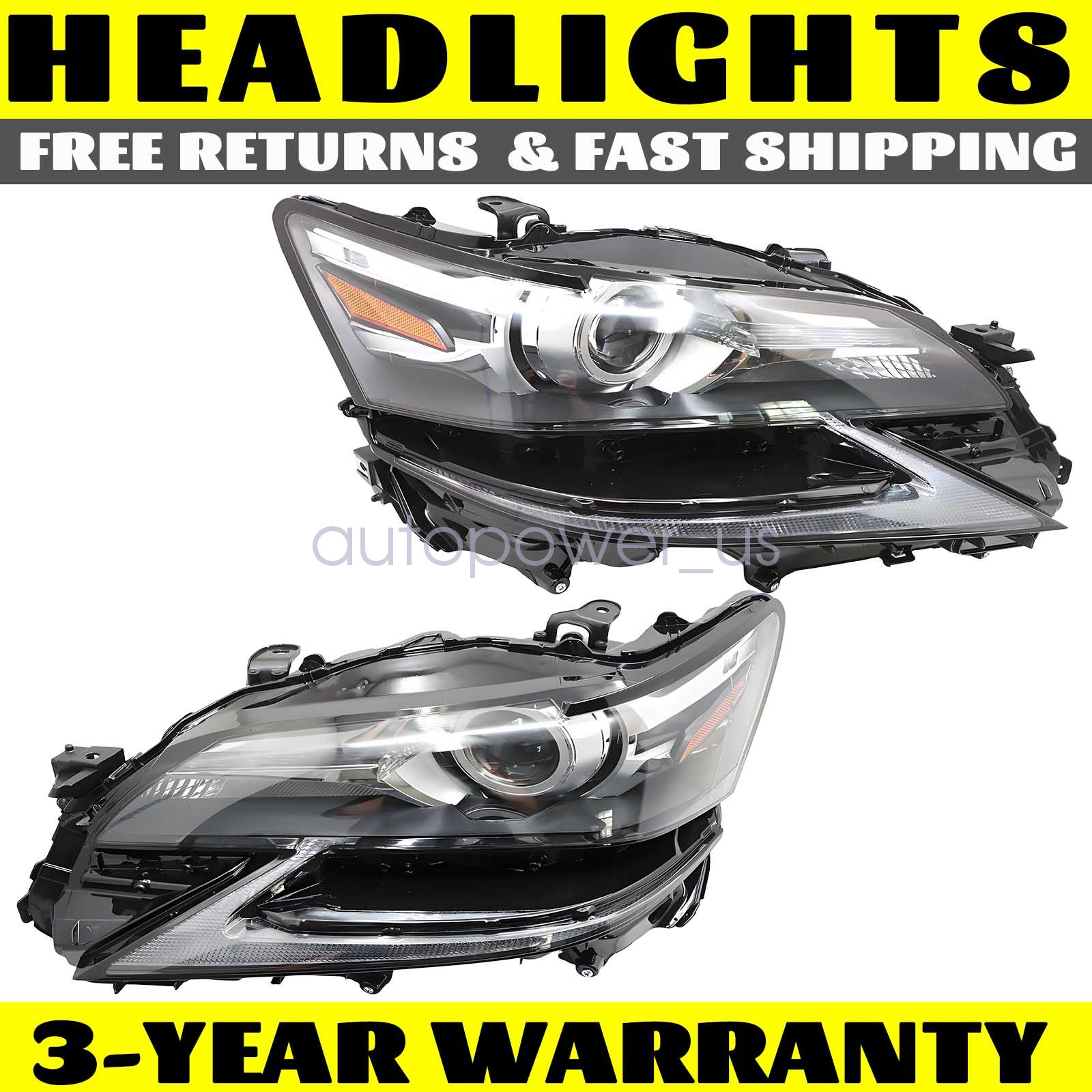 Headlight LH + RH LED For Lexus GS350 GS-F 16-20,GS200t 16-17,GS450h 16-18 Pair