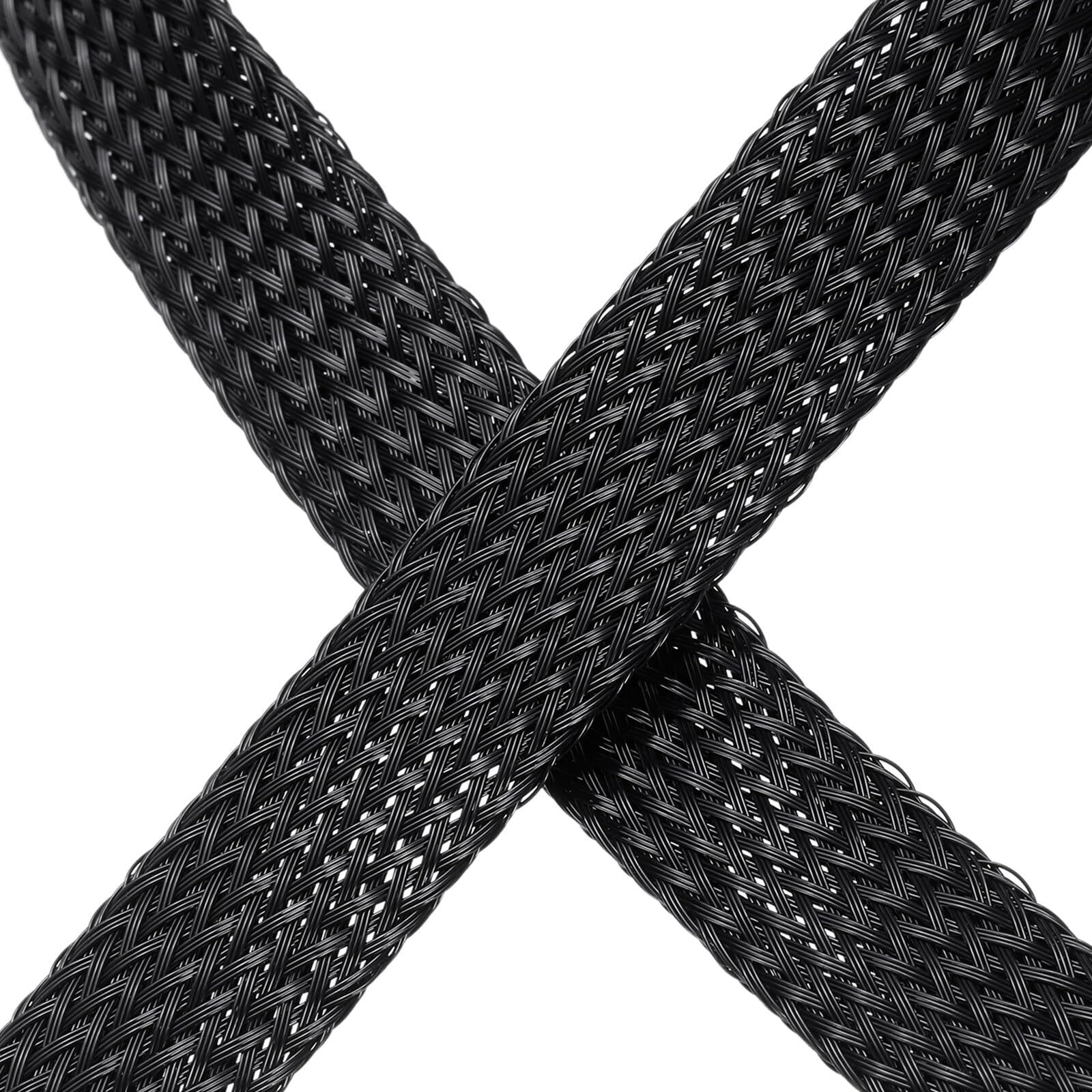 10 Ft - 1/2 Inch Expandable Braided Cable Sleeve, PET Cable Management Wire