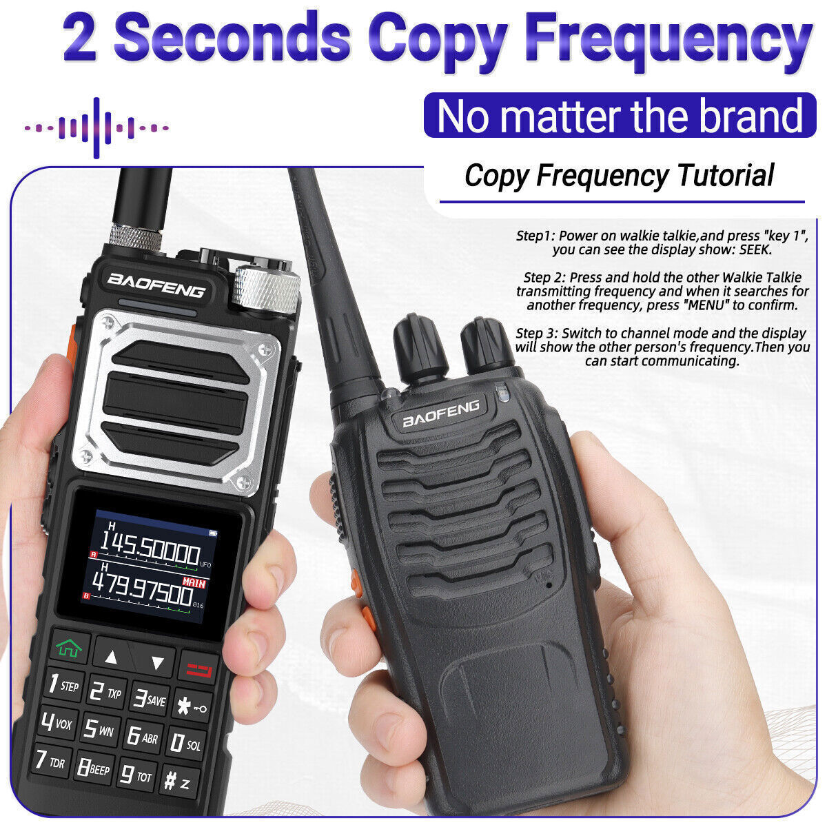 US Baofeng UV25 Walkie Talkie Long Range Tri-power Two Way Radio+48cm Antenna X2