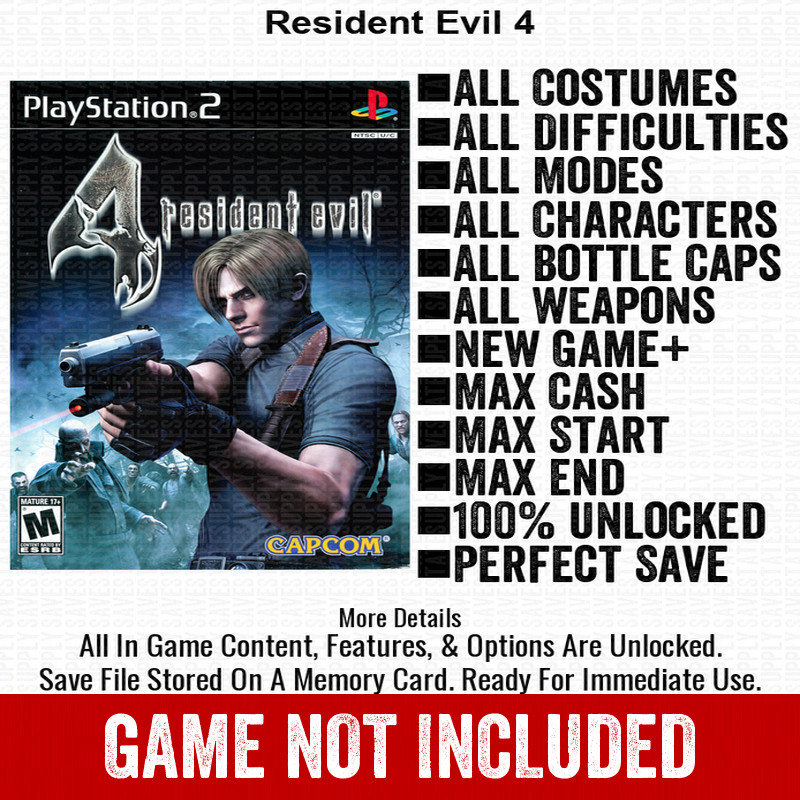 Resident Evil 4 100% All Items PS2 Memory Card PlayStation