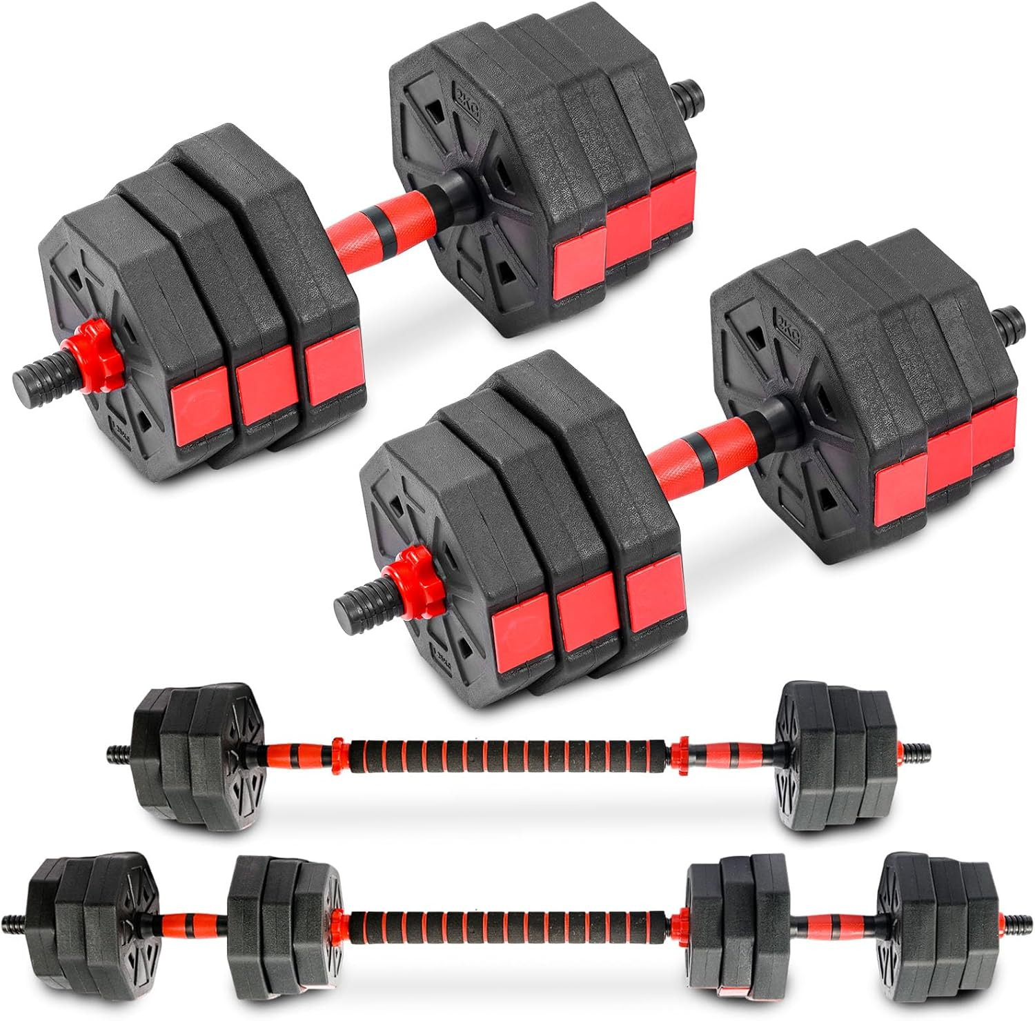 Adjustable Dumbbell Set, 40Lbs Free Weights with Connector, Convertible Dumbbell