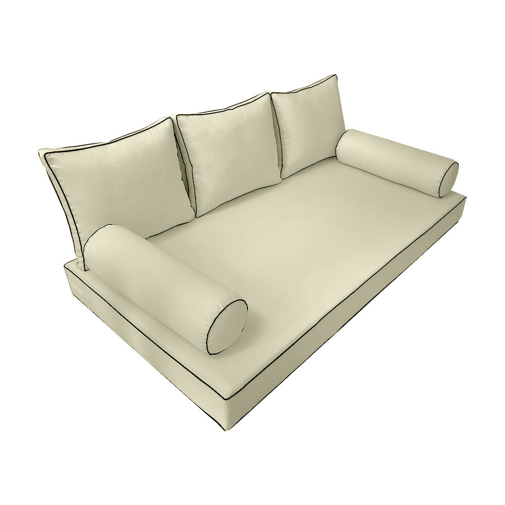 Style3 6PC Contrast Pipe Daybed Mattress Cushion Complete Set-Full Size AD005