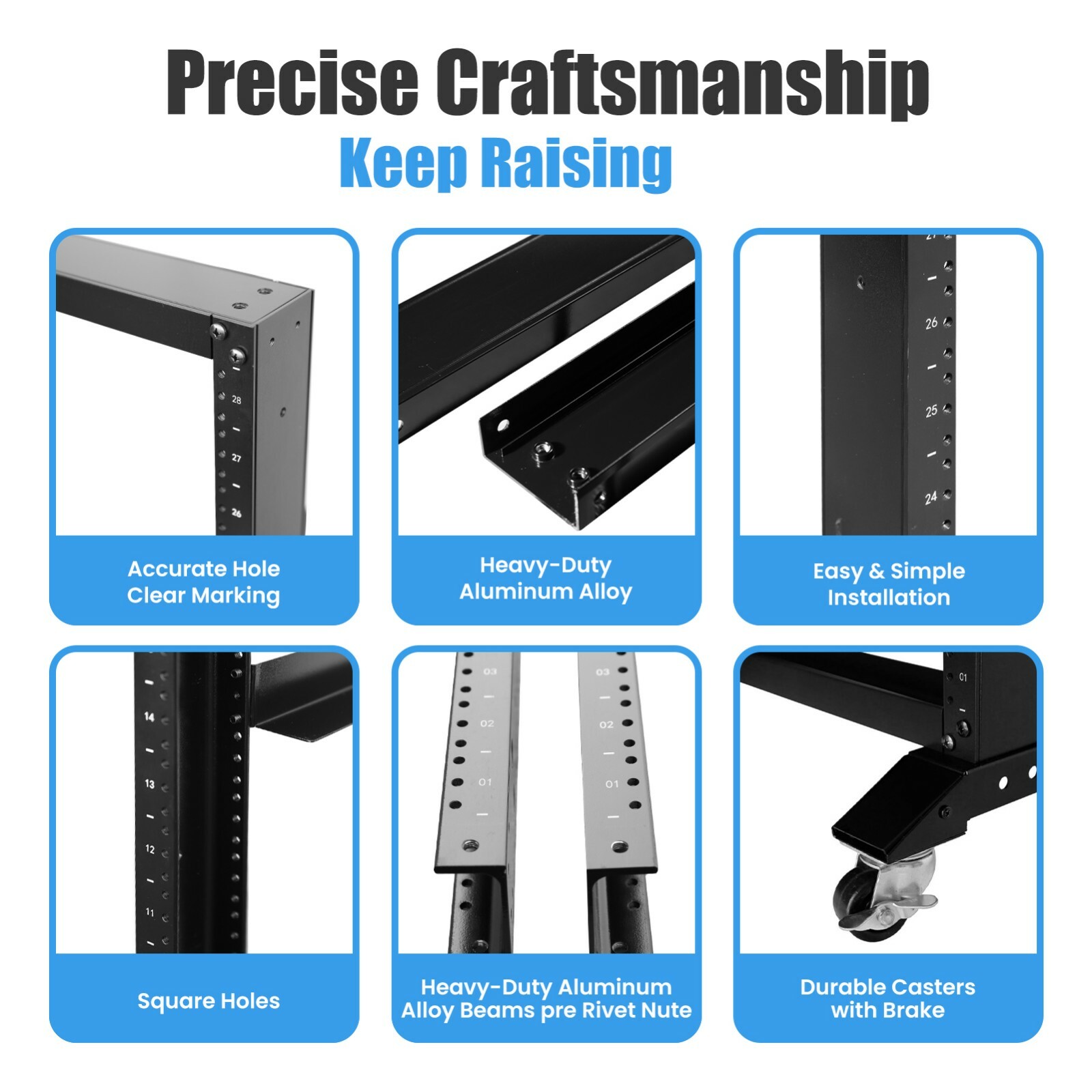 28U 4 Post Open Frame 19" Data Network Desktop 24in Deep Server/Audio Rack 800MM