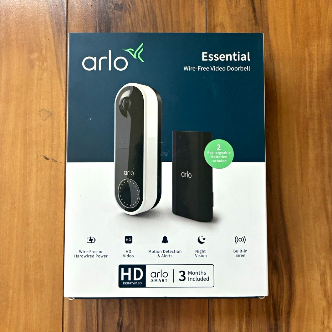 Arlo Essential Wire-Free Video Doorbell HD 180° Wi-Fi 2-Way Audio Night Vision