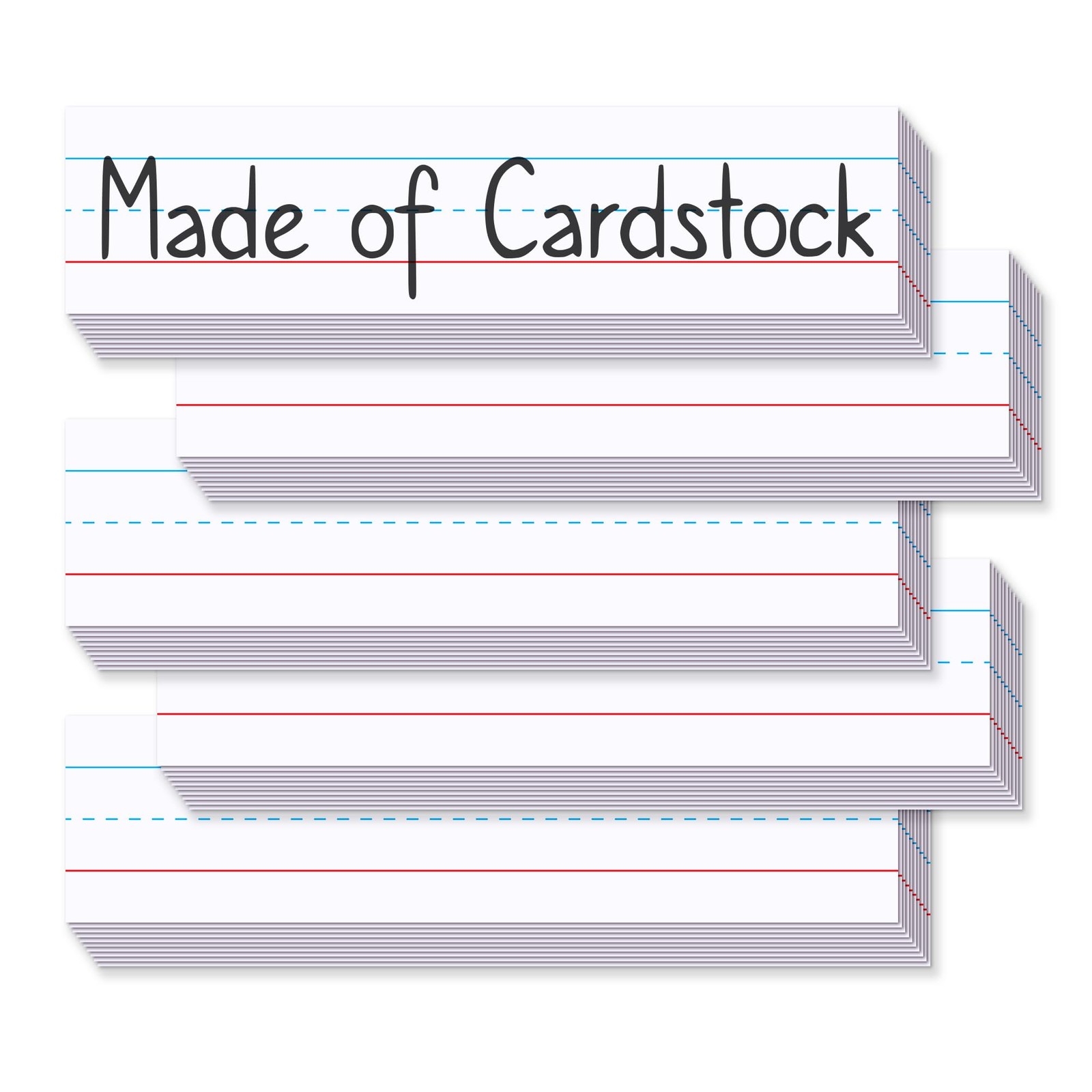 80 PCS Short Sentence Strips Cardstock 3x12 Inch White Ruled Word Learning
