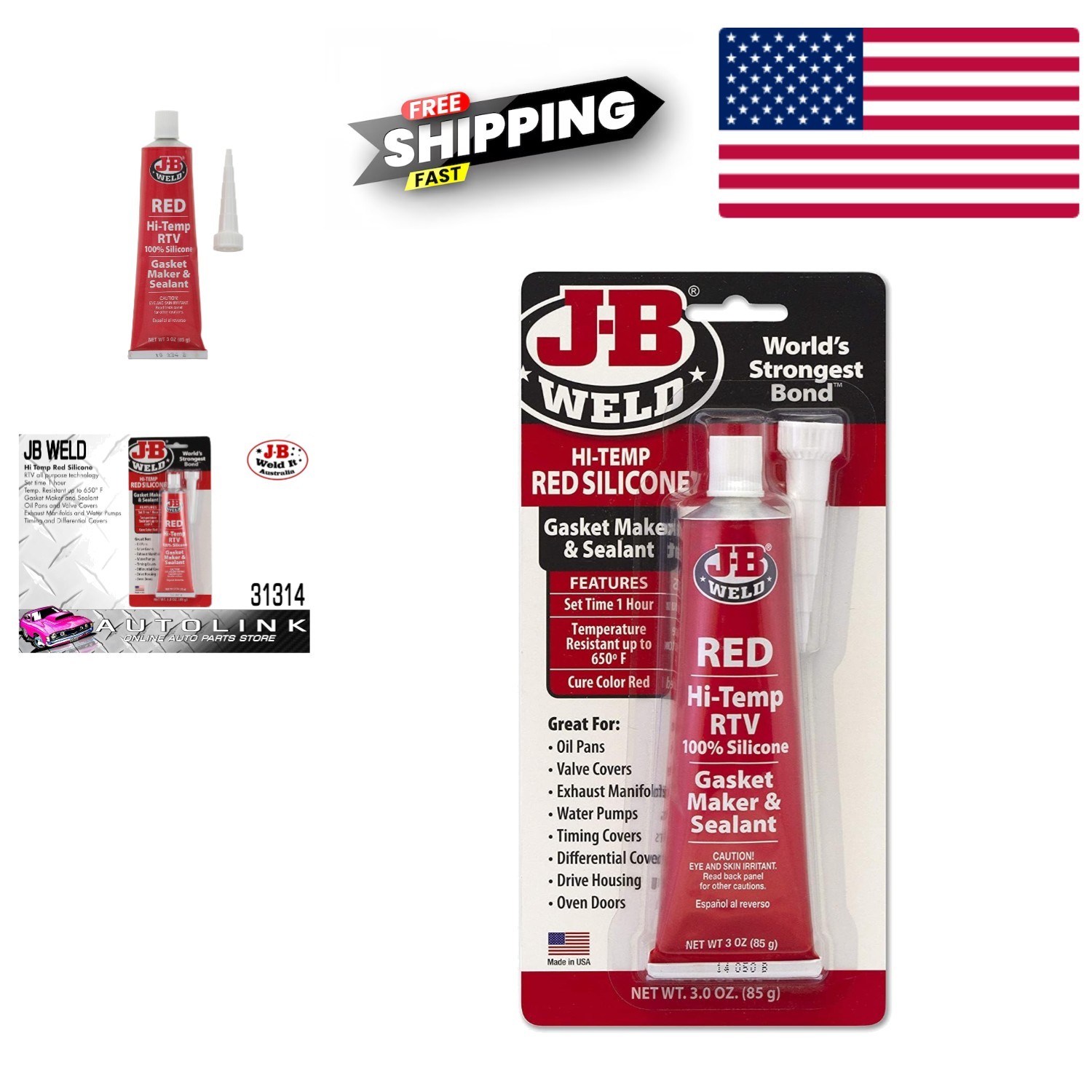 High Temp Red Silicone Gasket Maker and Sealant for Exhaust Water Pumps and More