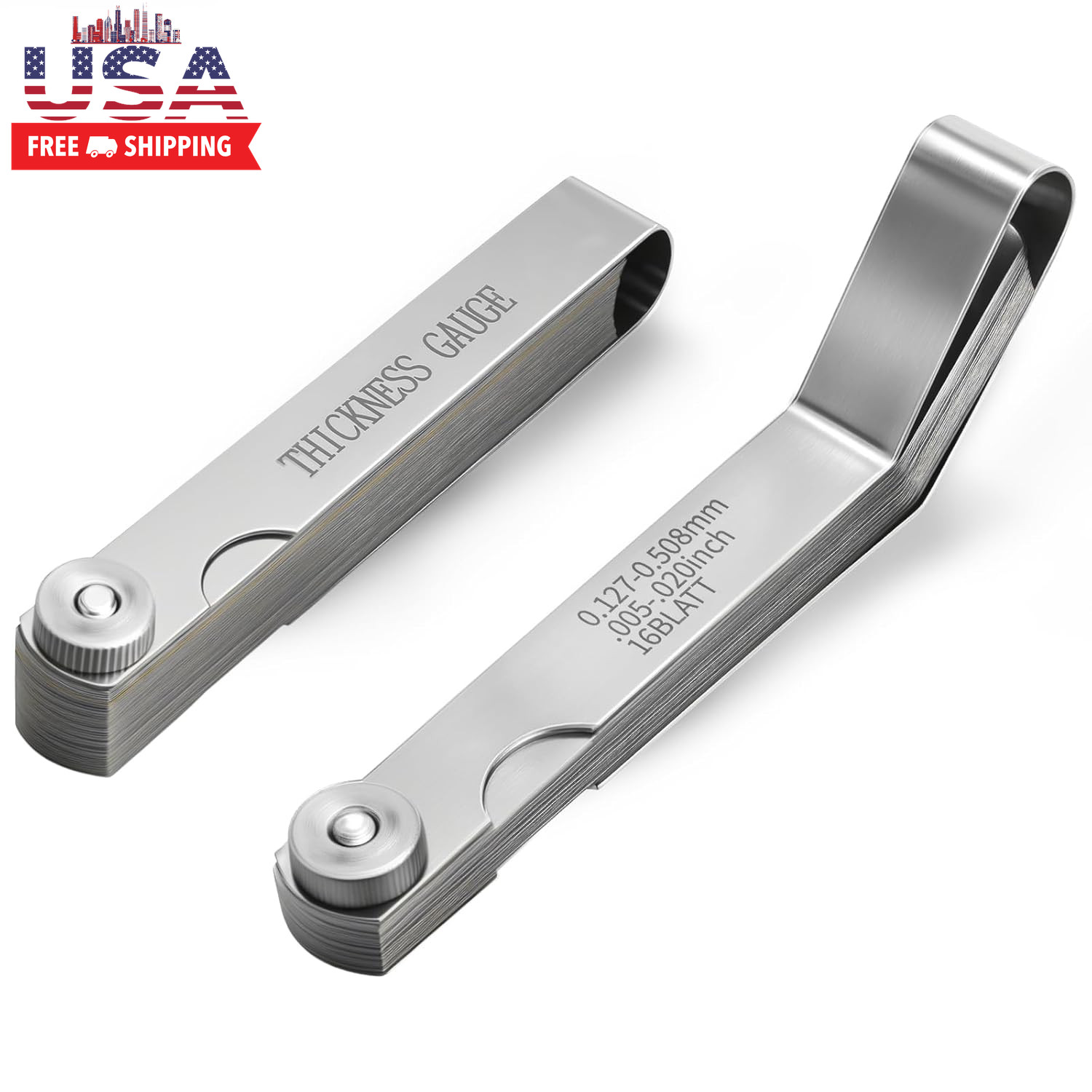 2PCS Feeler Gauges Set - Stainless Steel Feeler Gauges for Valves, Standard Sae/
