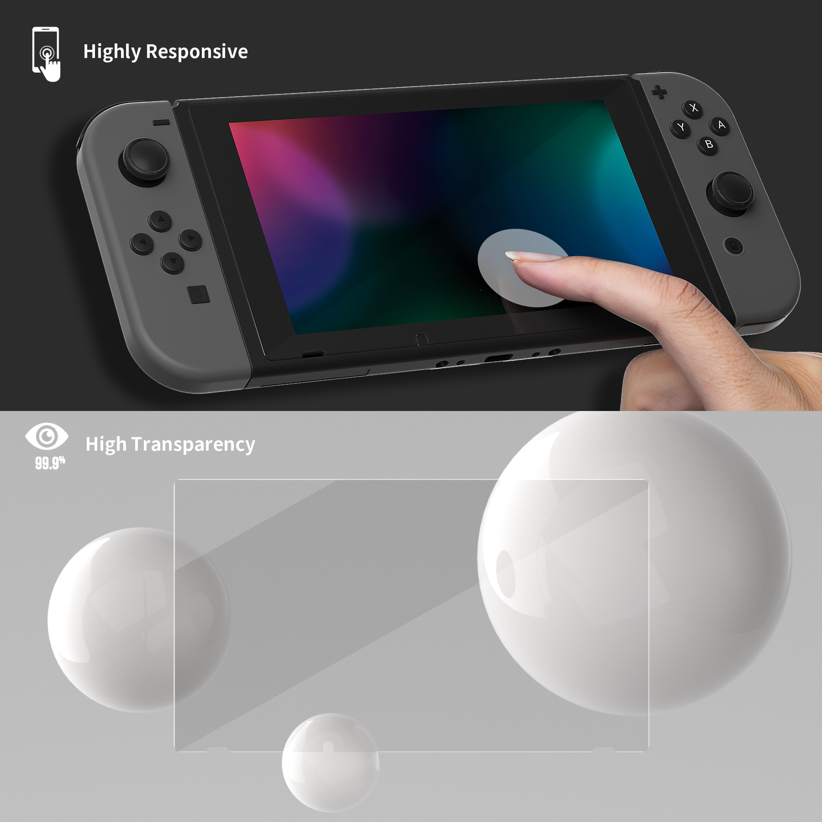 HD Clear Premium Tempered Glass Screen Protector for Nintendo Switch - 2 Pack