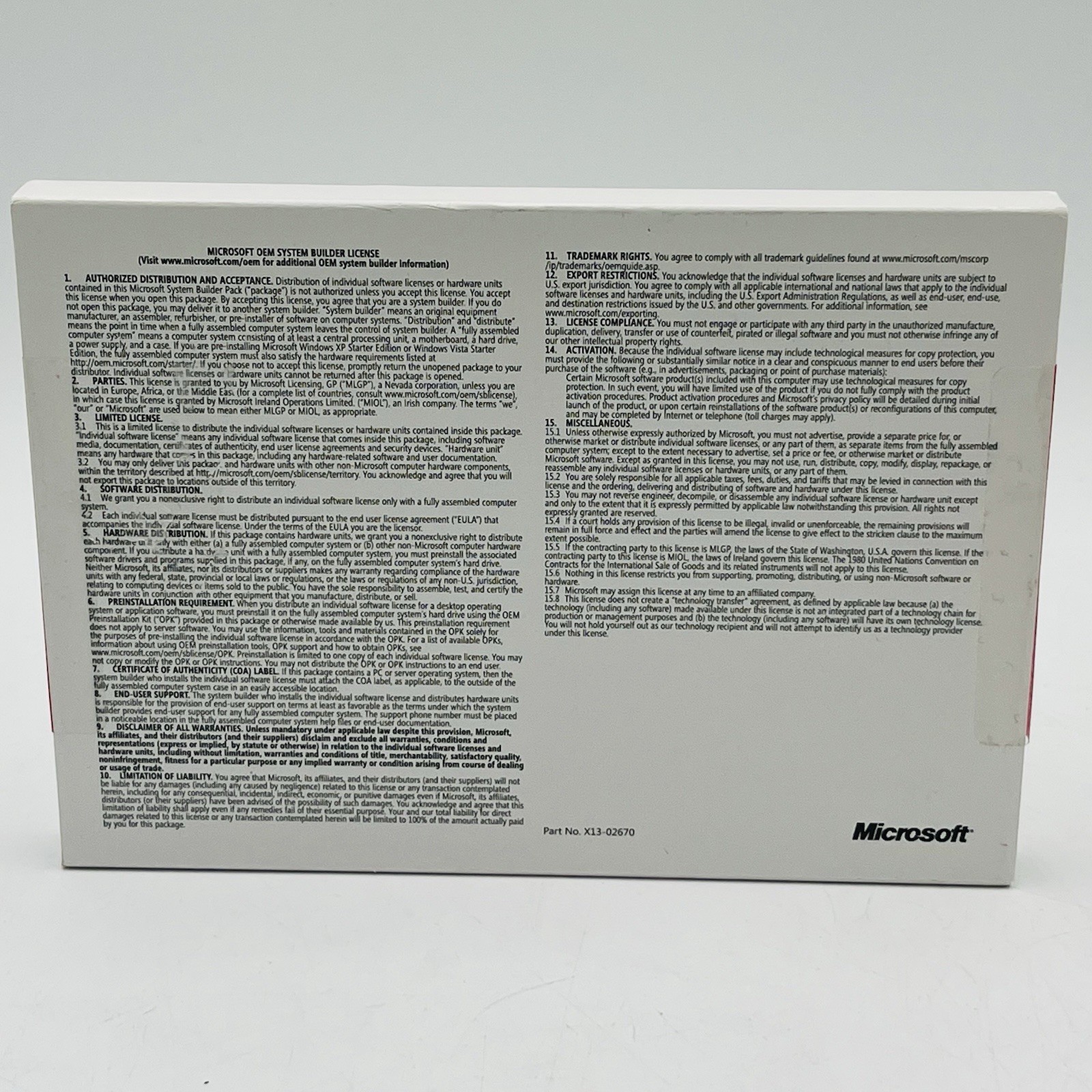 Microsoft Windows Vista Business 32-Bit OEM System Builder Pack DVD Sealed
