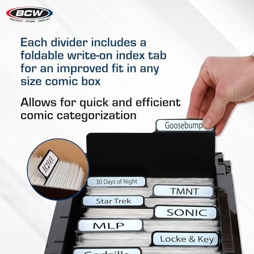 25 Pack Comic Dividers - Archival Plastic Storage Organizers with Write-On Tabs