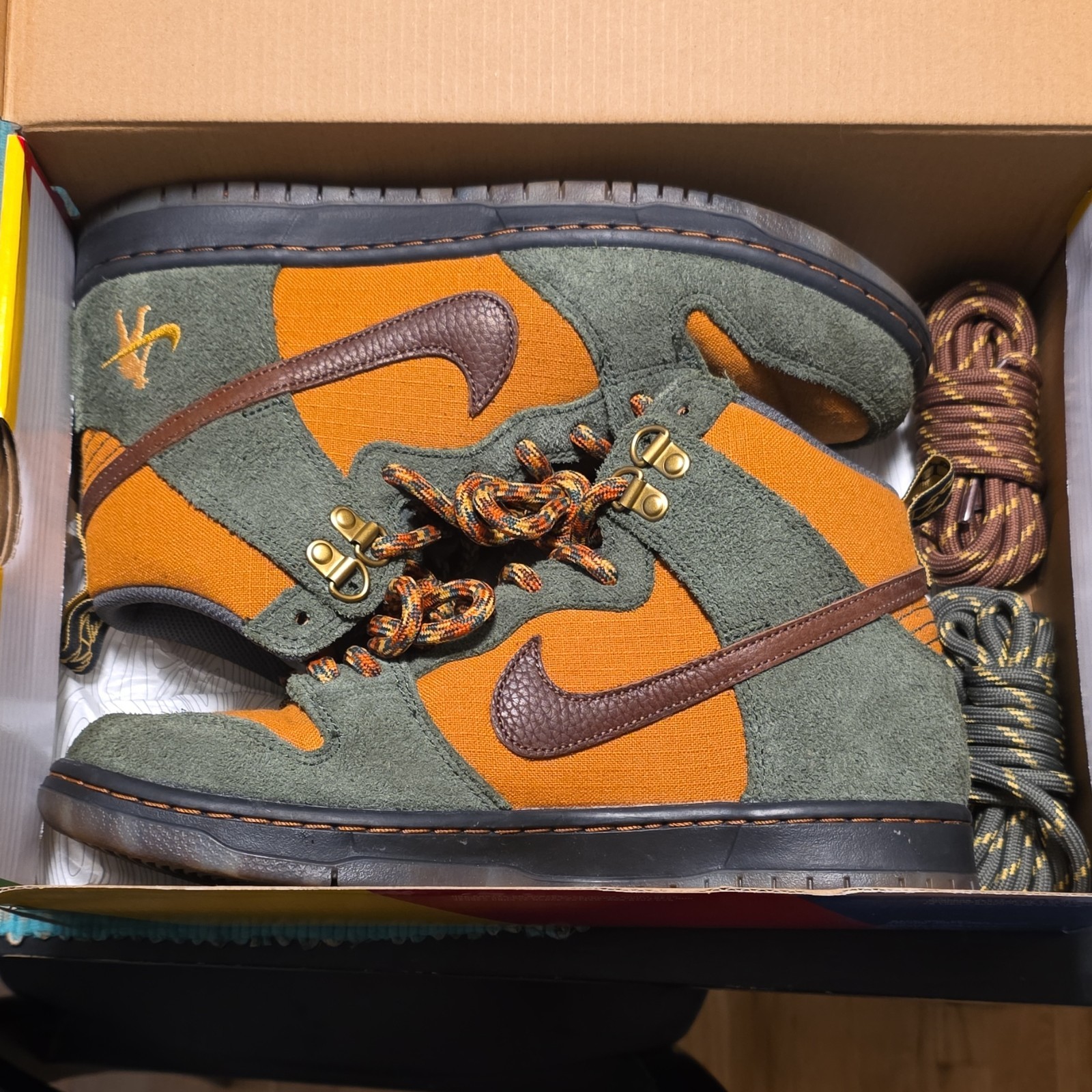 Nike SB Dunk High Pro QS 'Pass-Port' Green/Gold Skateboarding Shoes US 8.5