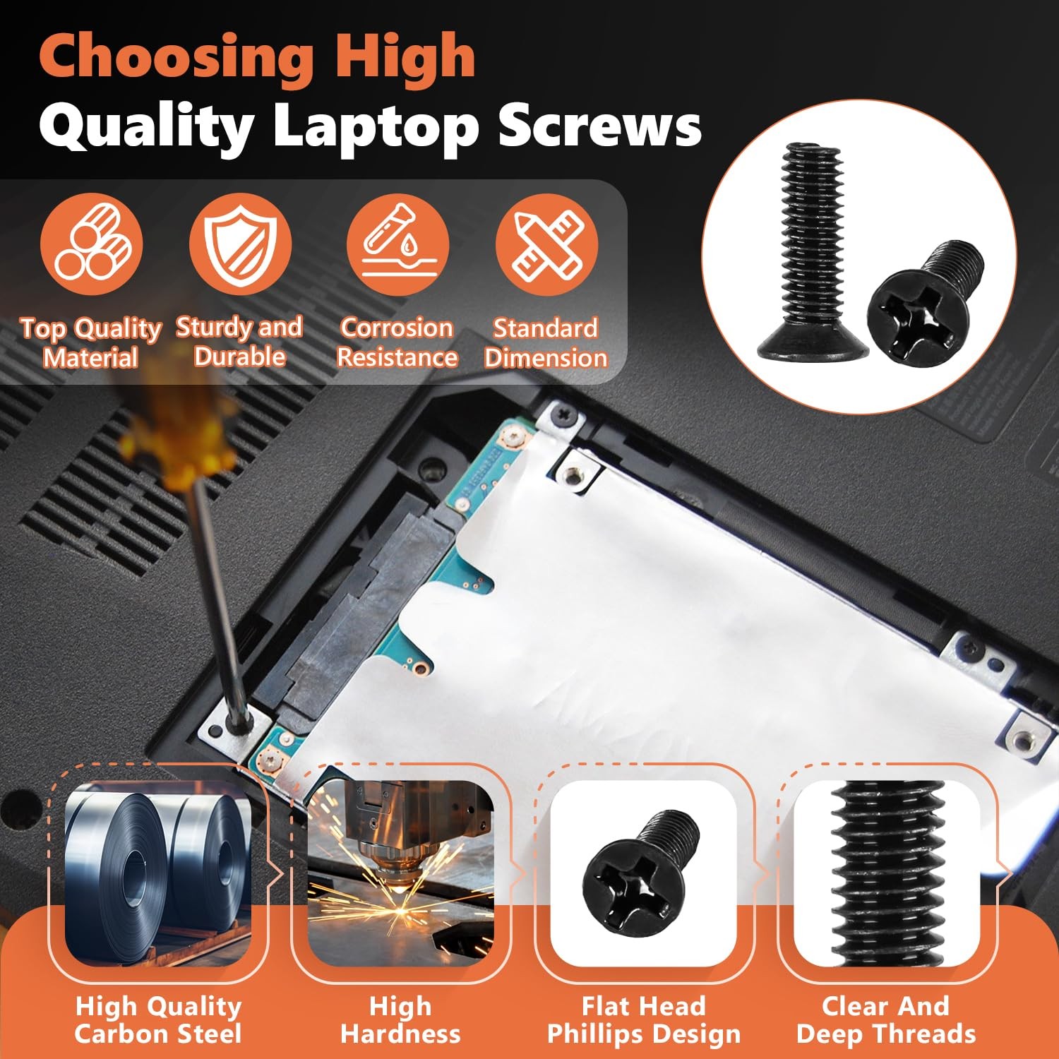 Laptop Screws Kit, 810Pcs Black 810pcs,