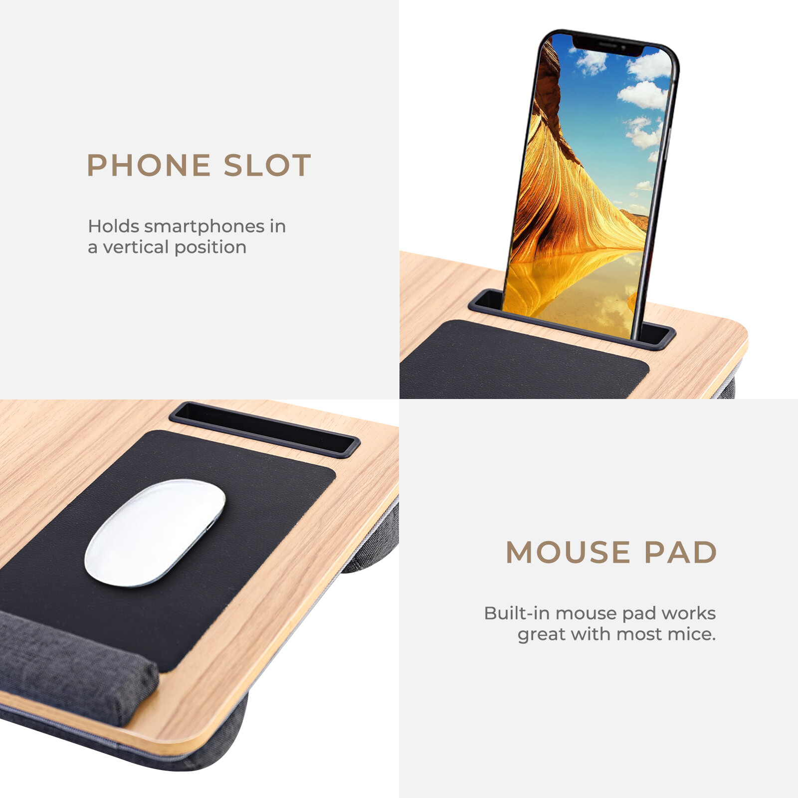 Portable Laptop Desk Table Tray Lap Computer Support Cushion Bed Pillow Cushion