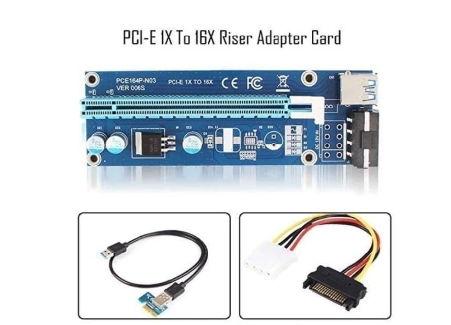 PCI-E 1x to 16x Powered USB3.0 GPU Riser Extender Adapter Card