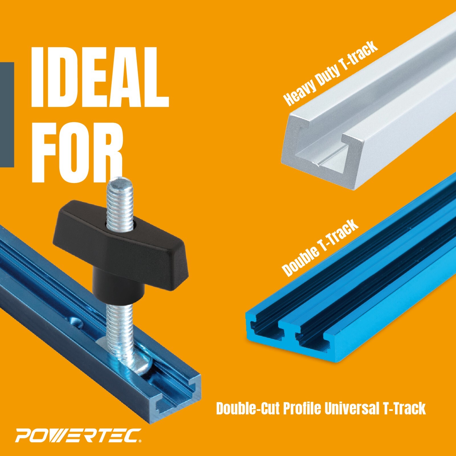 POWERTEC Jig and Fixture T-Track Hardware Kit w/Knobs and Threads, 46pcs (71174)