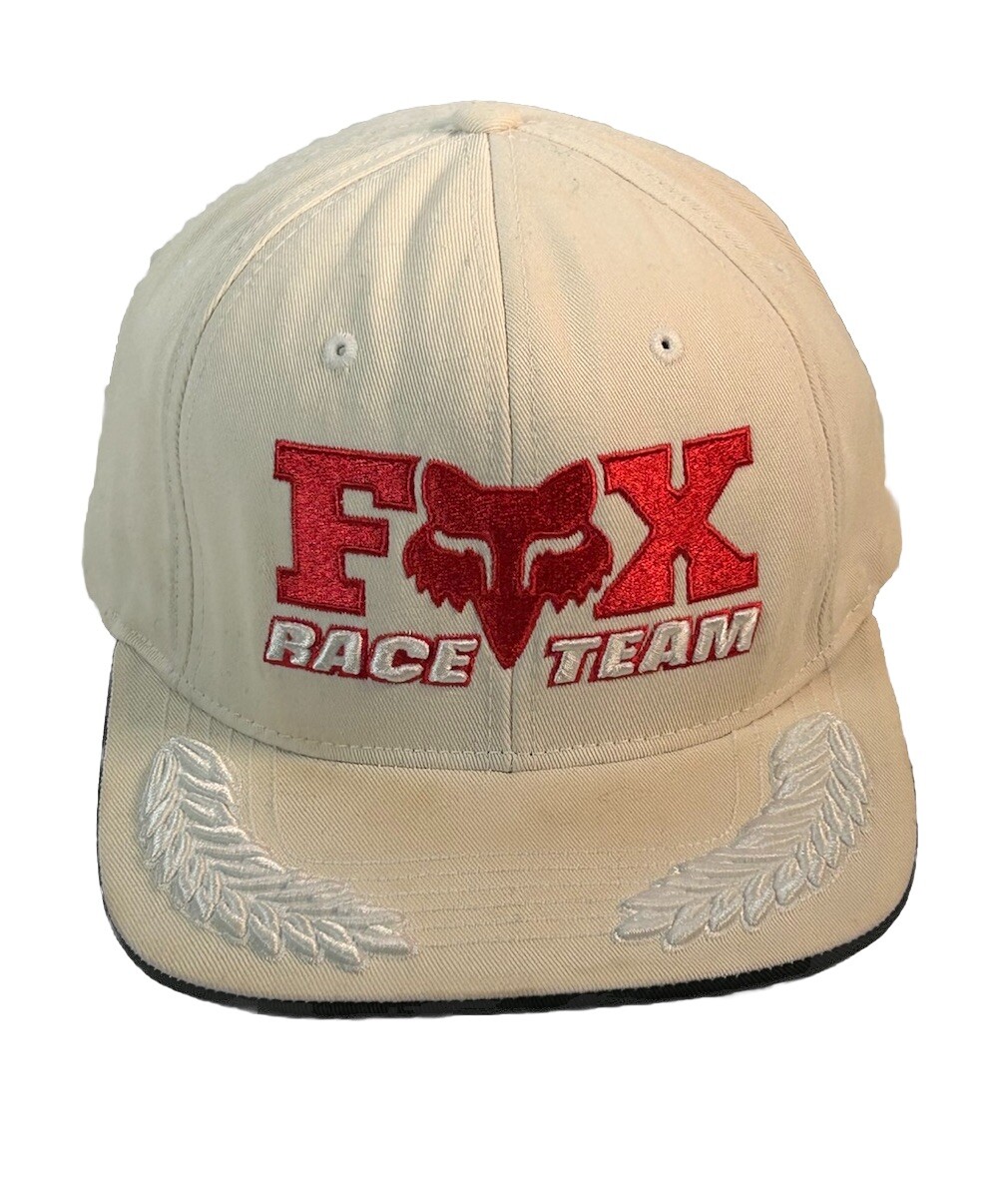 Fox Race Team Snap Hat Cap White OSFA Fox Logo Embroidered
