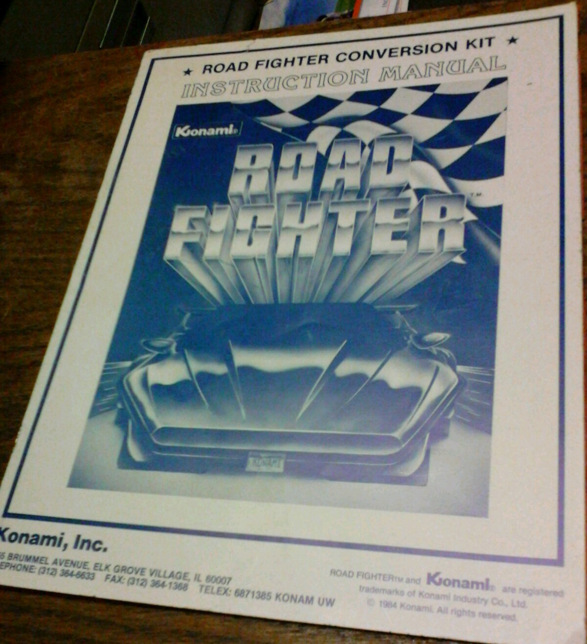 Konami ROAD FIGHTER Arcade Video Game Manual - good used original