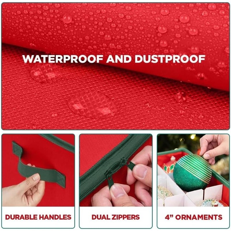 Ornament Storage Box W/ Customizable Dividers Durable Design Easy Organization