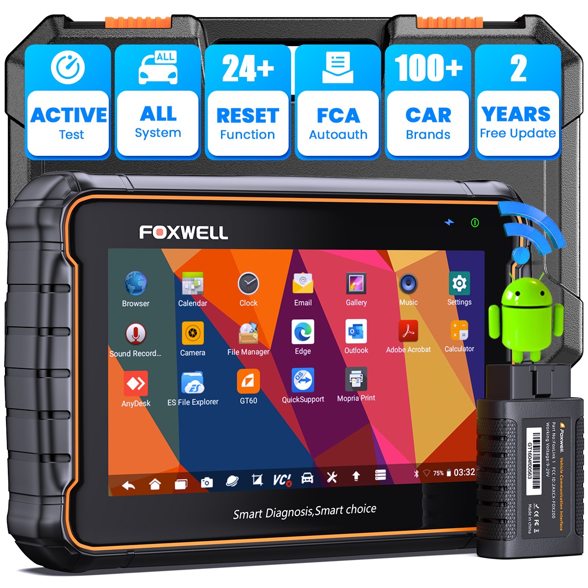FOXWELL GT60 BT OBD2 Bidirectional Full System Diagnostic Scanner Oil Reset TPMS